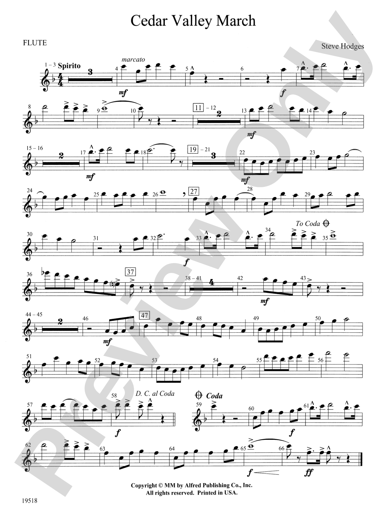 Cedar Valley March: Flute