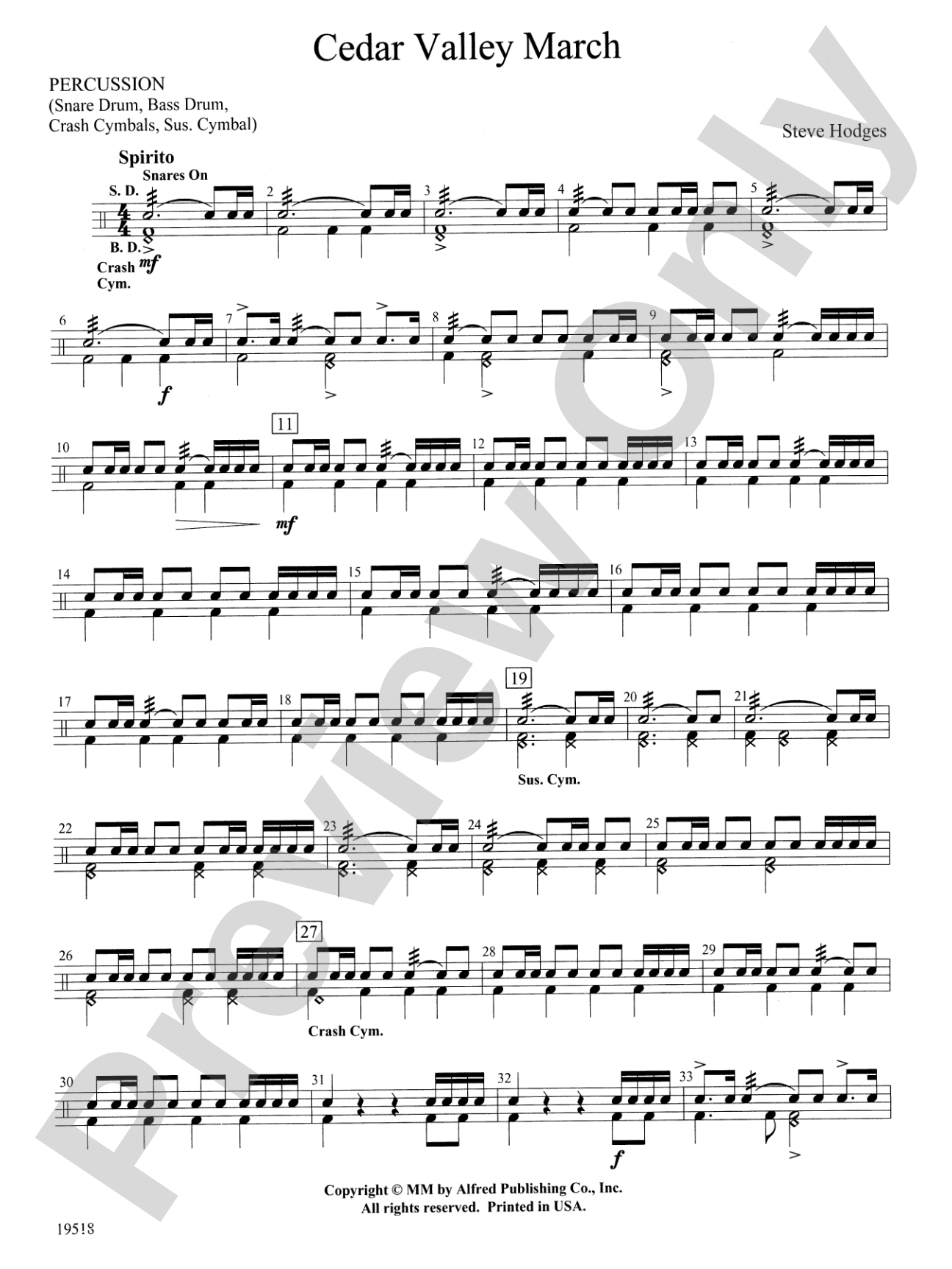 Cedar Valley March: 1st Percussion