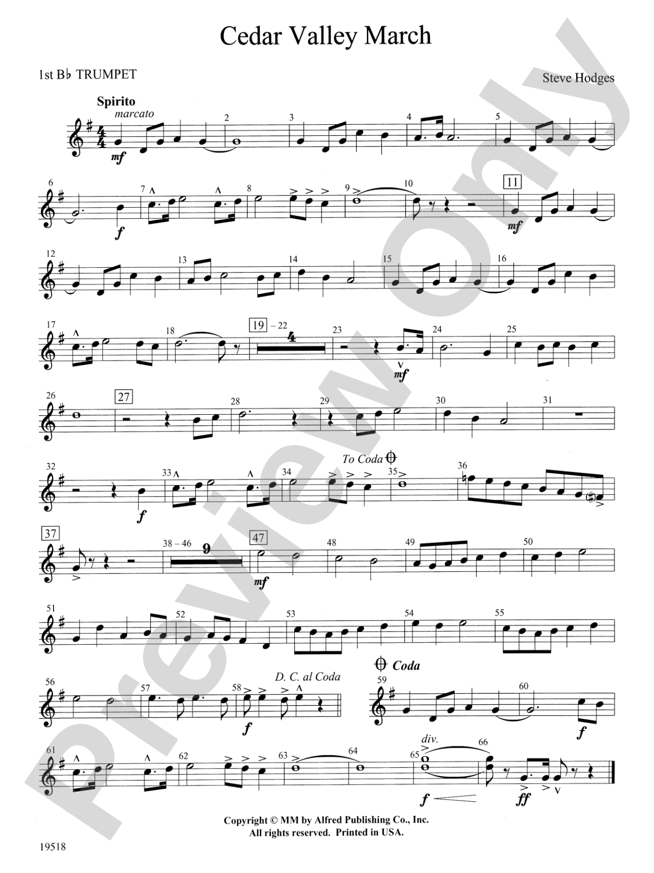 Cedar Valley March: 1st B-flat Trumpet