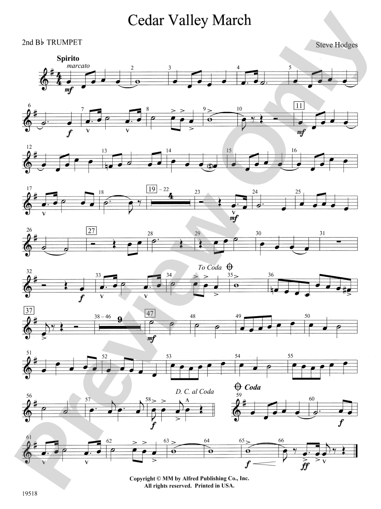 Cedar Valley March: 2nd B-flat Trumpet