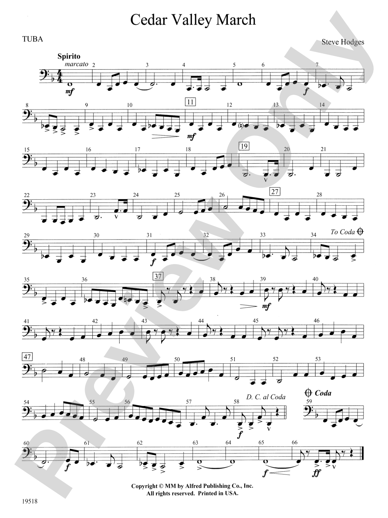 Cedar Valley March: Tuba