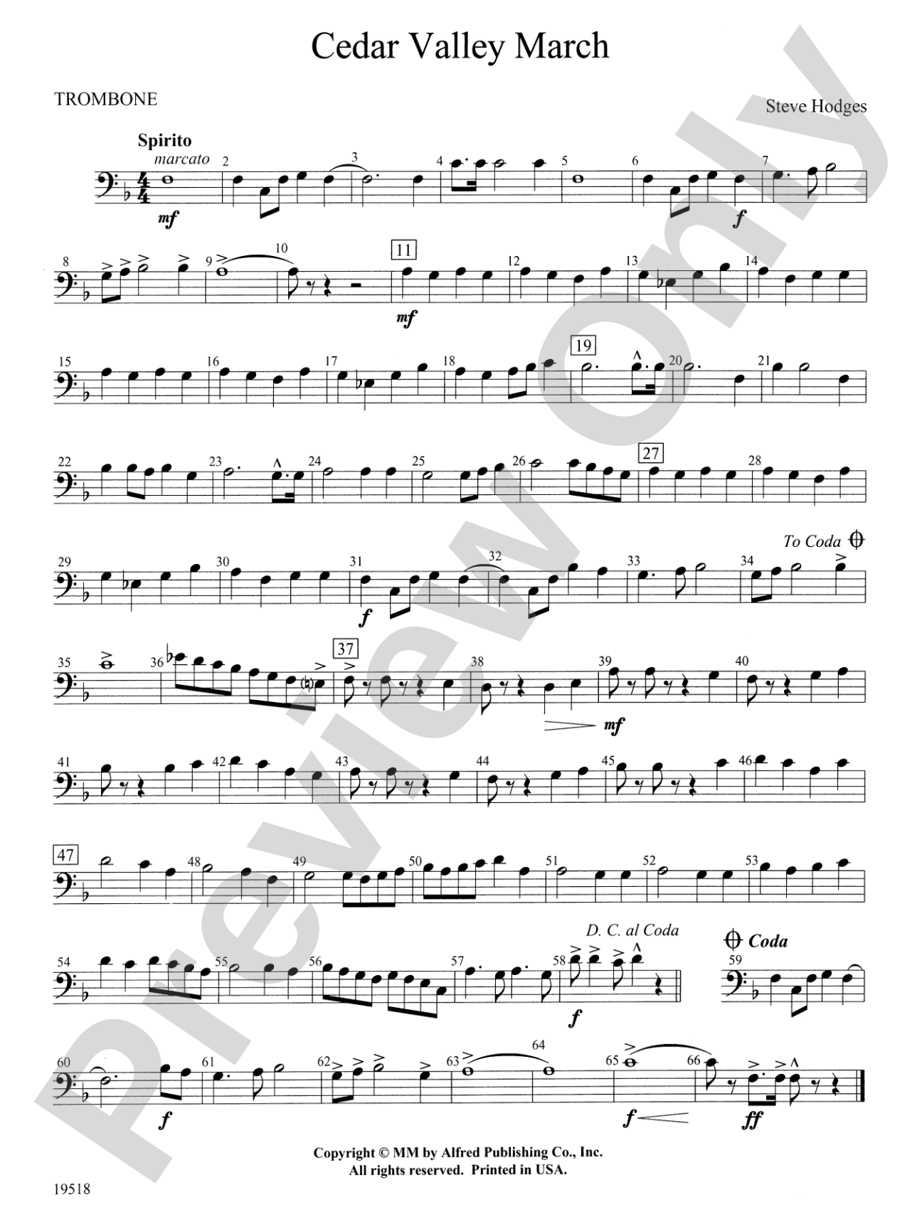 Cedar Valley March: 1st Trombone