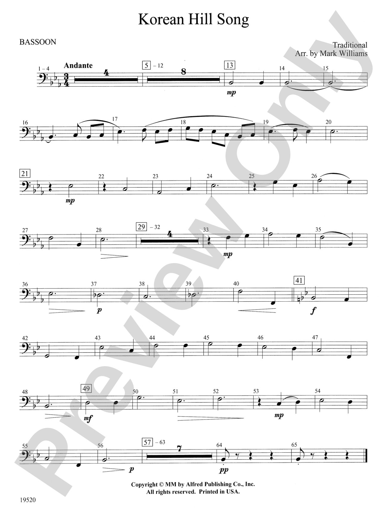 Korean Hill Song: Bassoon