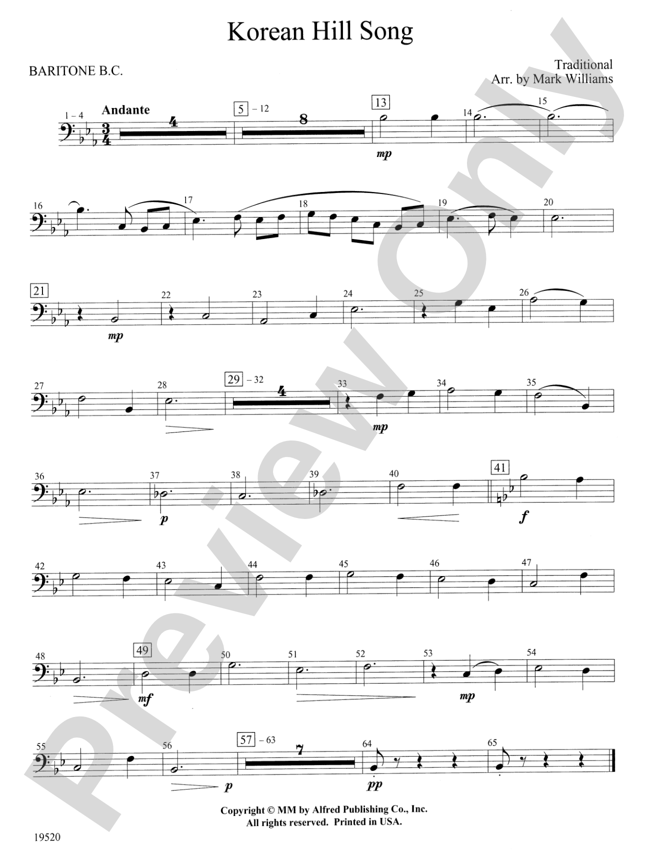 Korean Hill Song: Baritone B.C.