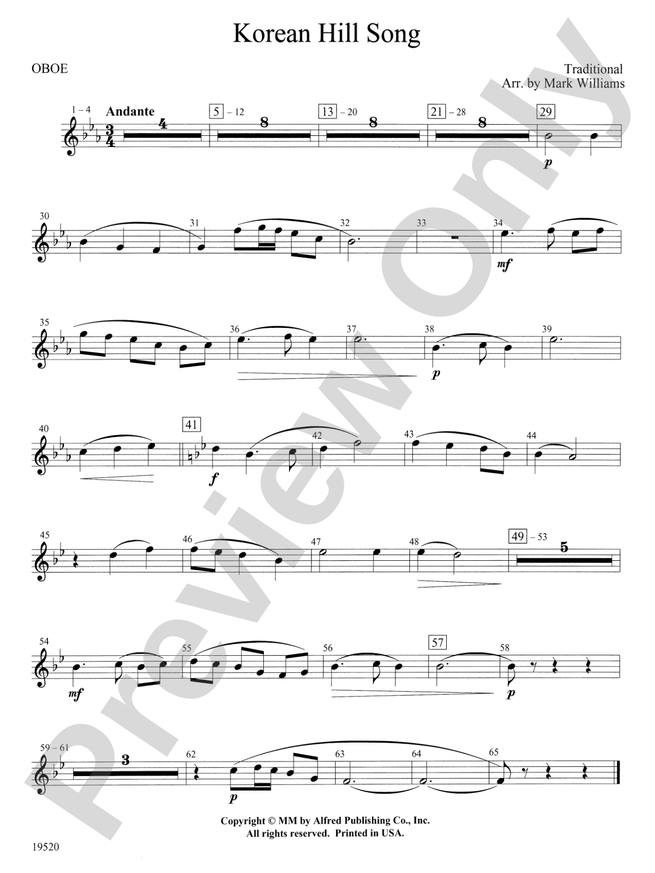Korean Hill Song: Oboe