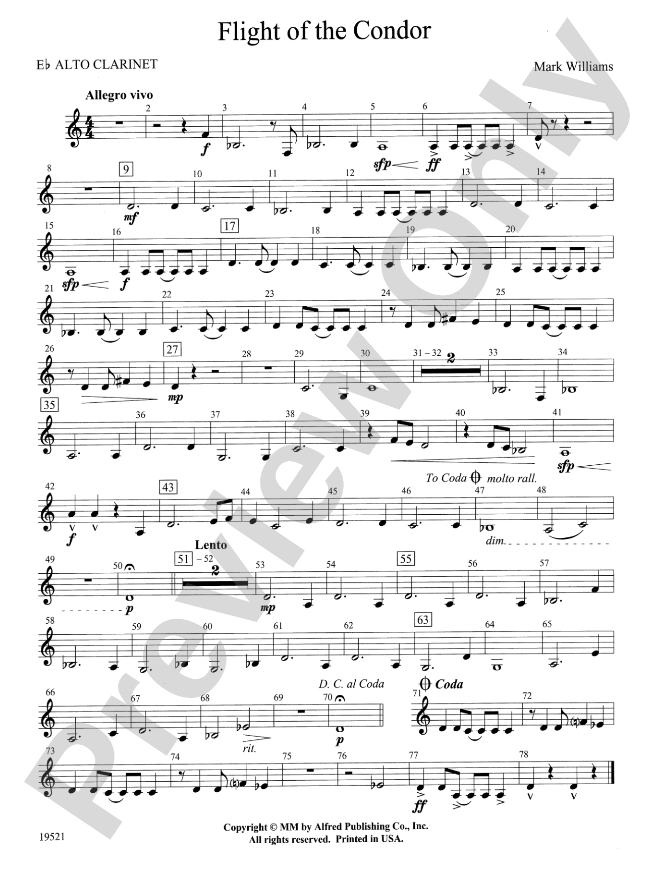 Flight of the Condor: E-flat Alto Clarinet