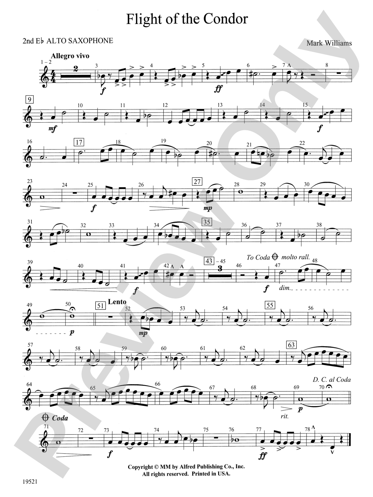 Flight of the Condor: 2nd E-flat Alto Saxophone