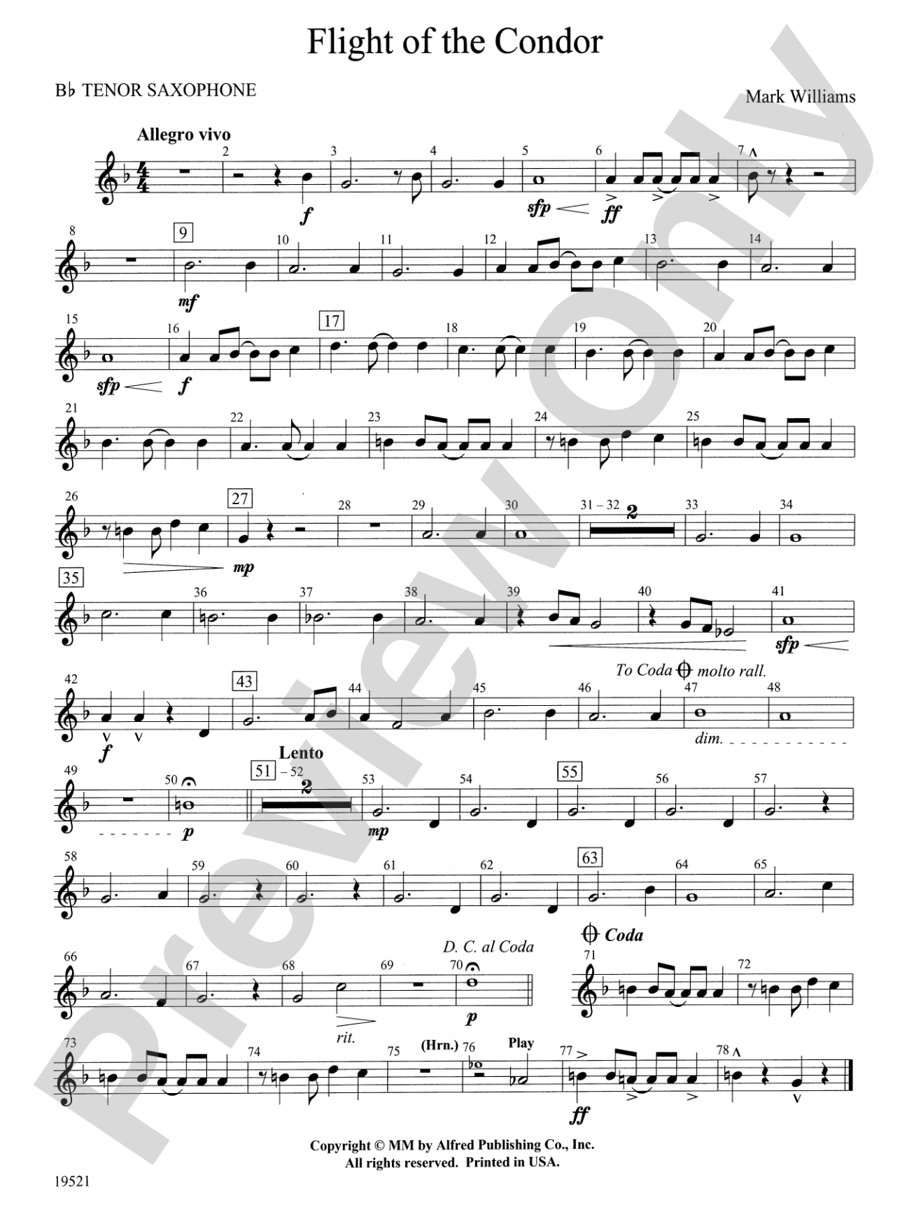 Flight of the Condor: B-flat Tenor Saxophone