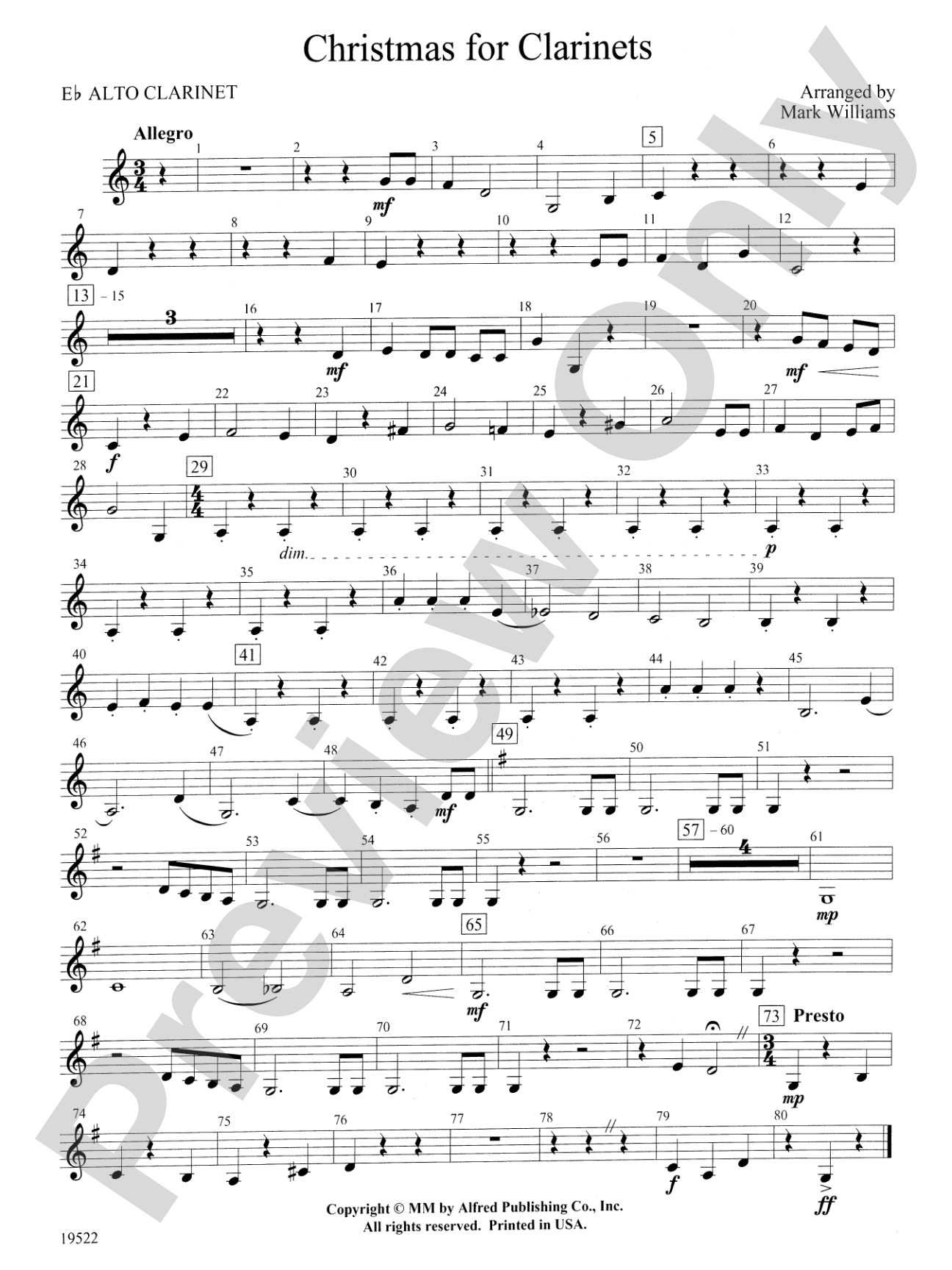 Christmas for Clarinets: E-flat Alto Clarinet