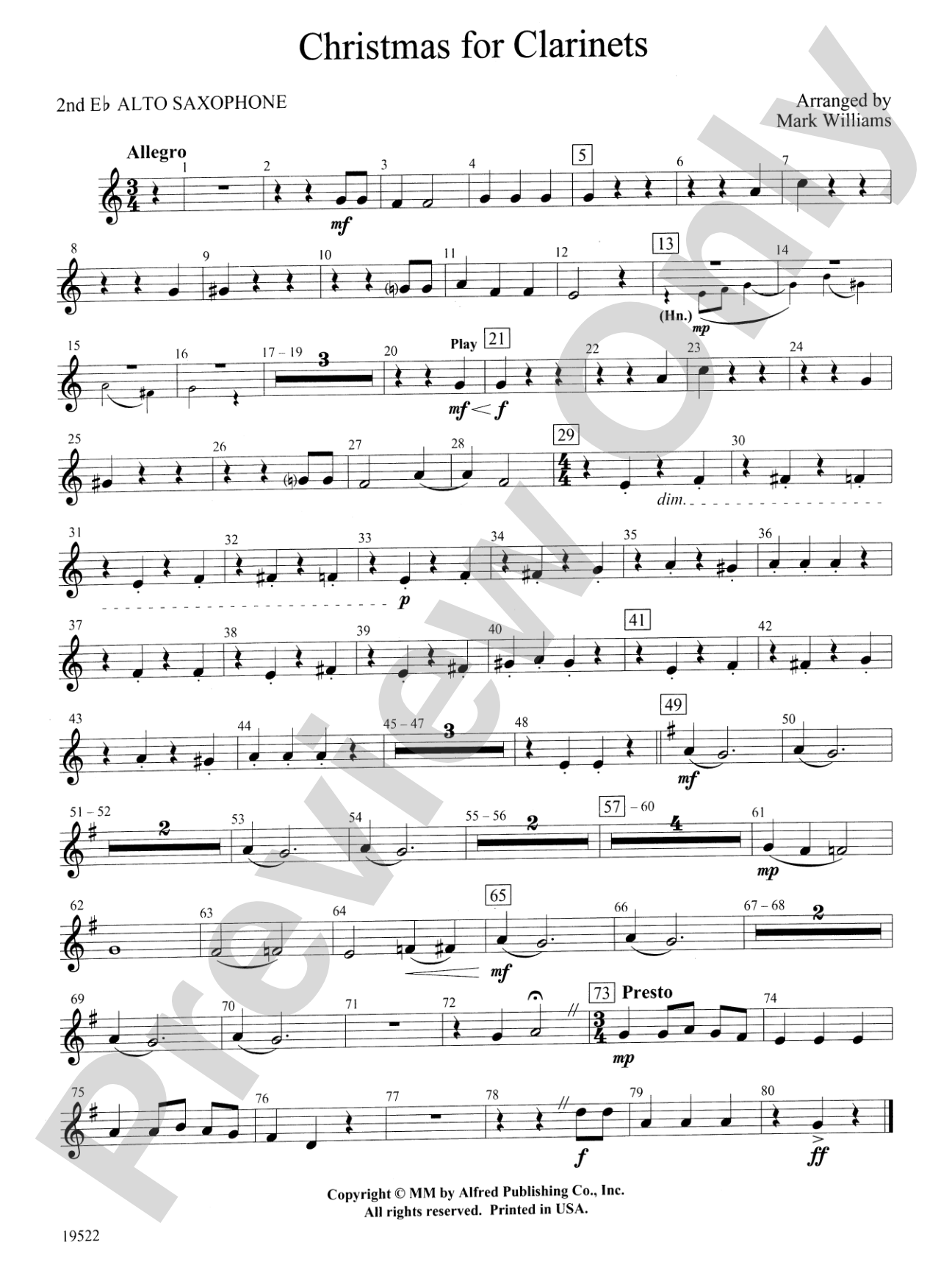 Christmas for Clarinets: 2nd E-flat Alto Saxophone