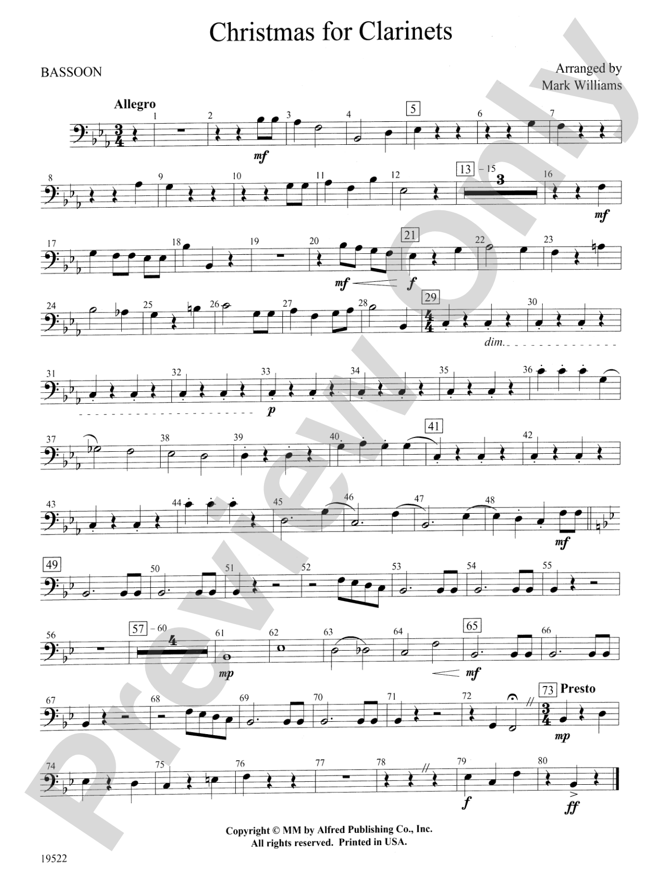 Christmas for Clarinets: Bassoon