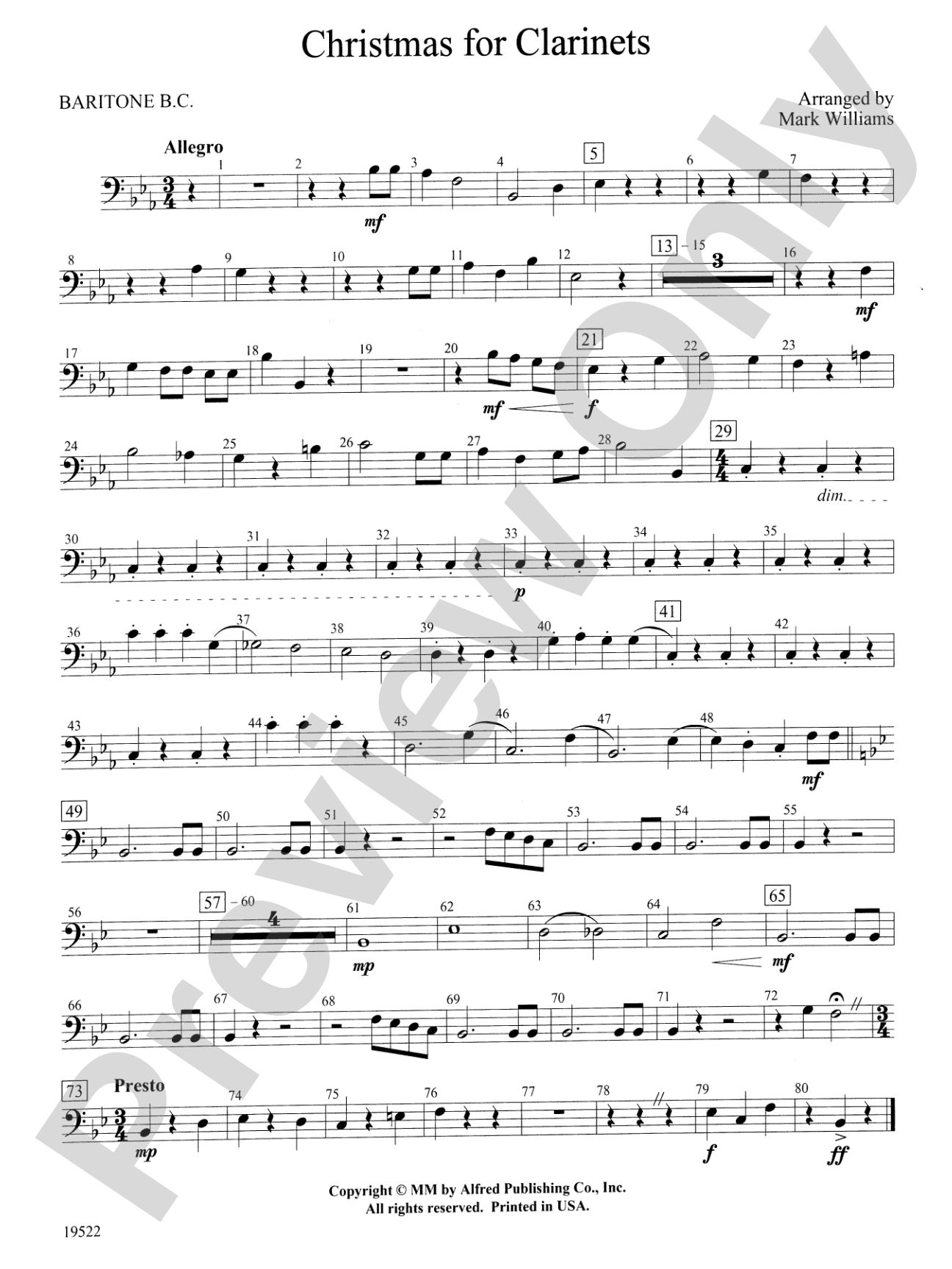 Christmas for Clarinets: Baritone B.C.