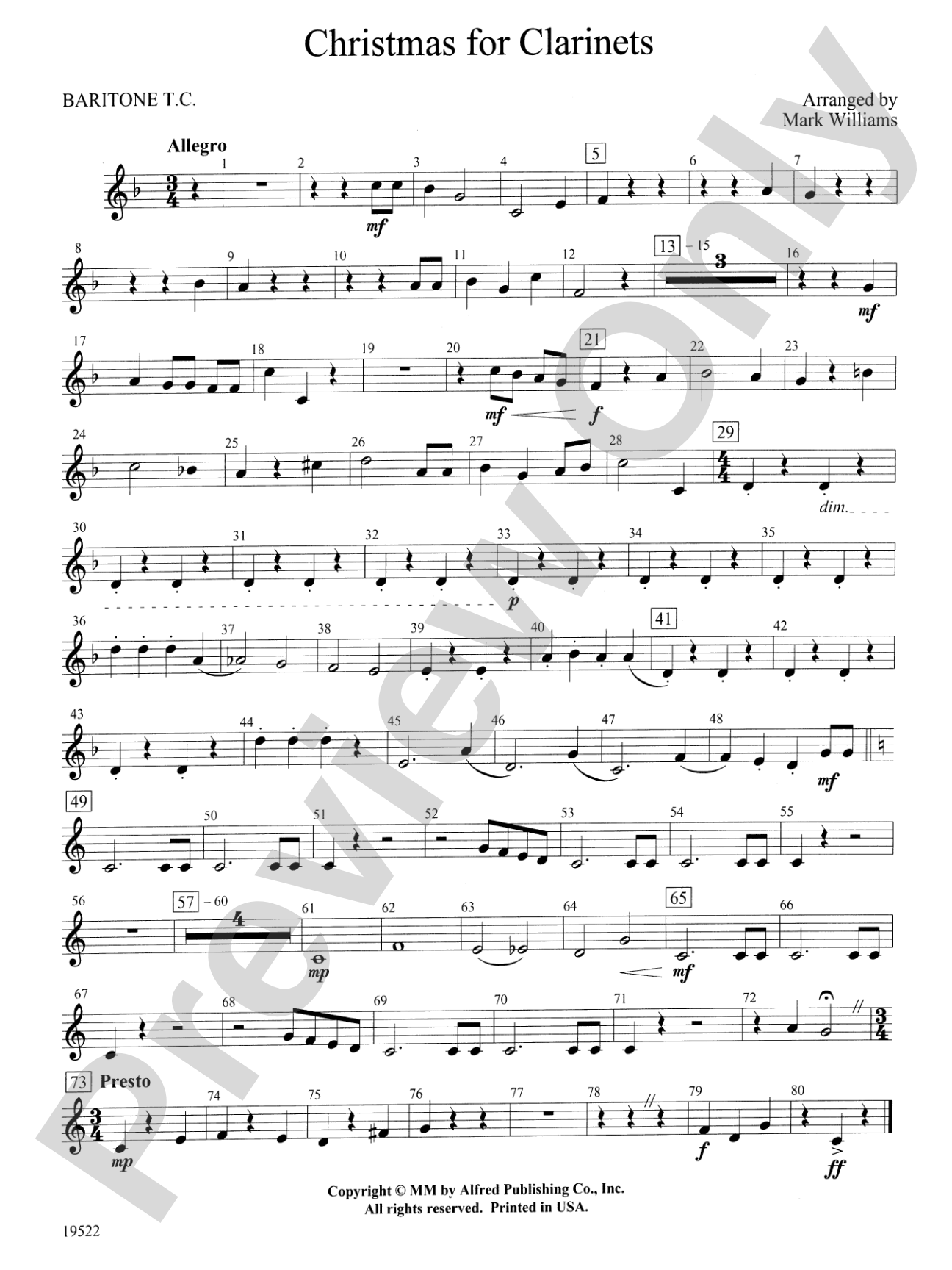 Christmas for Clarinets: Baritone T.C.