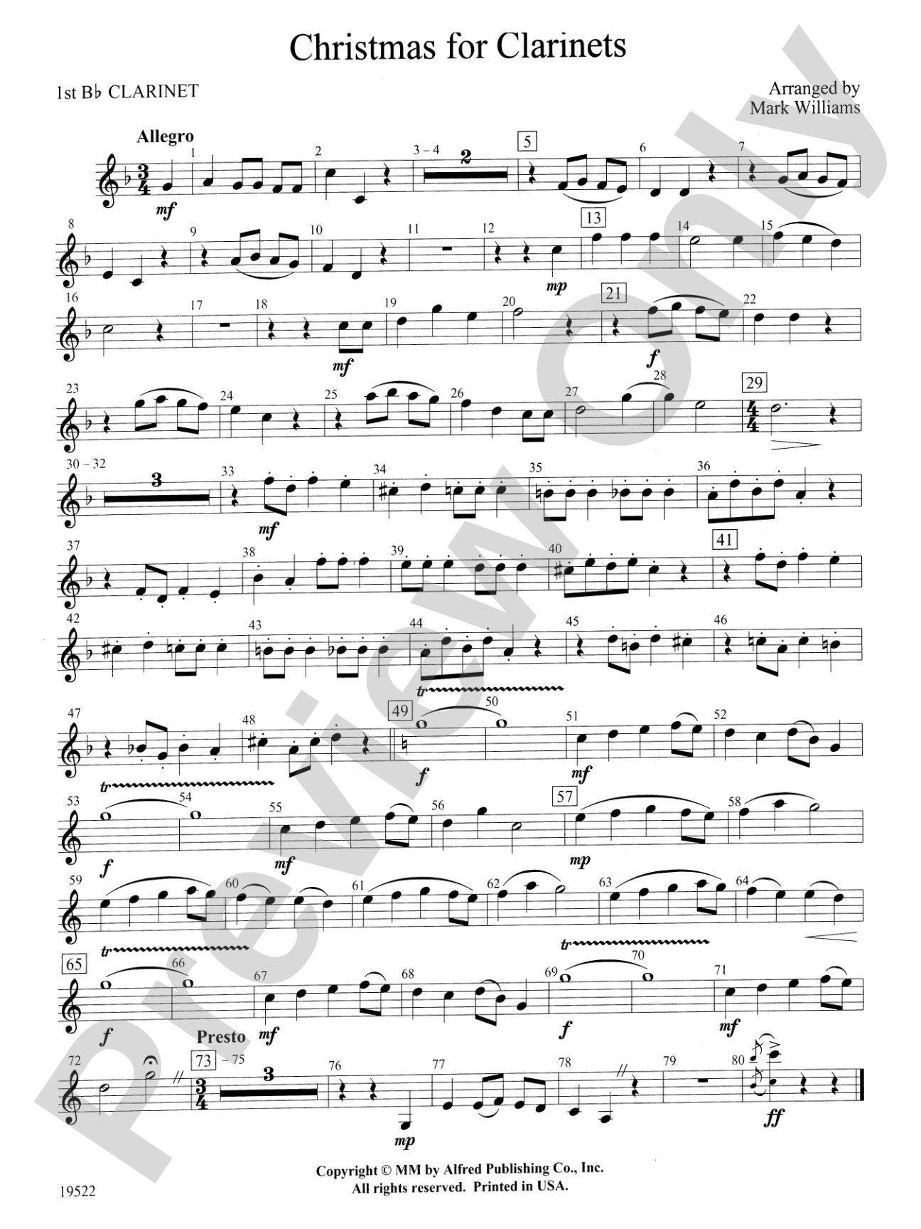 Christmas for Clarinets: 1st B-flat Clarinet