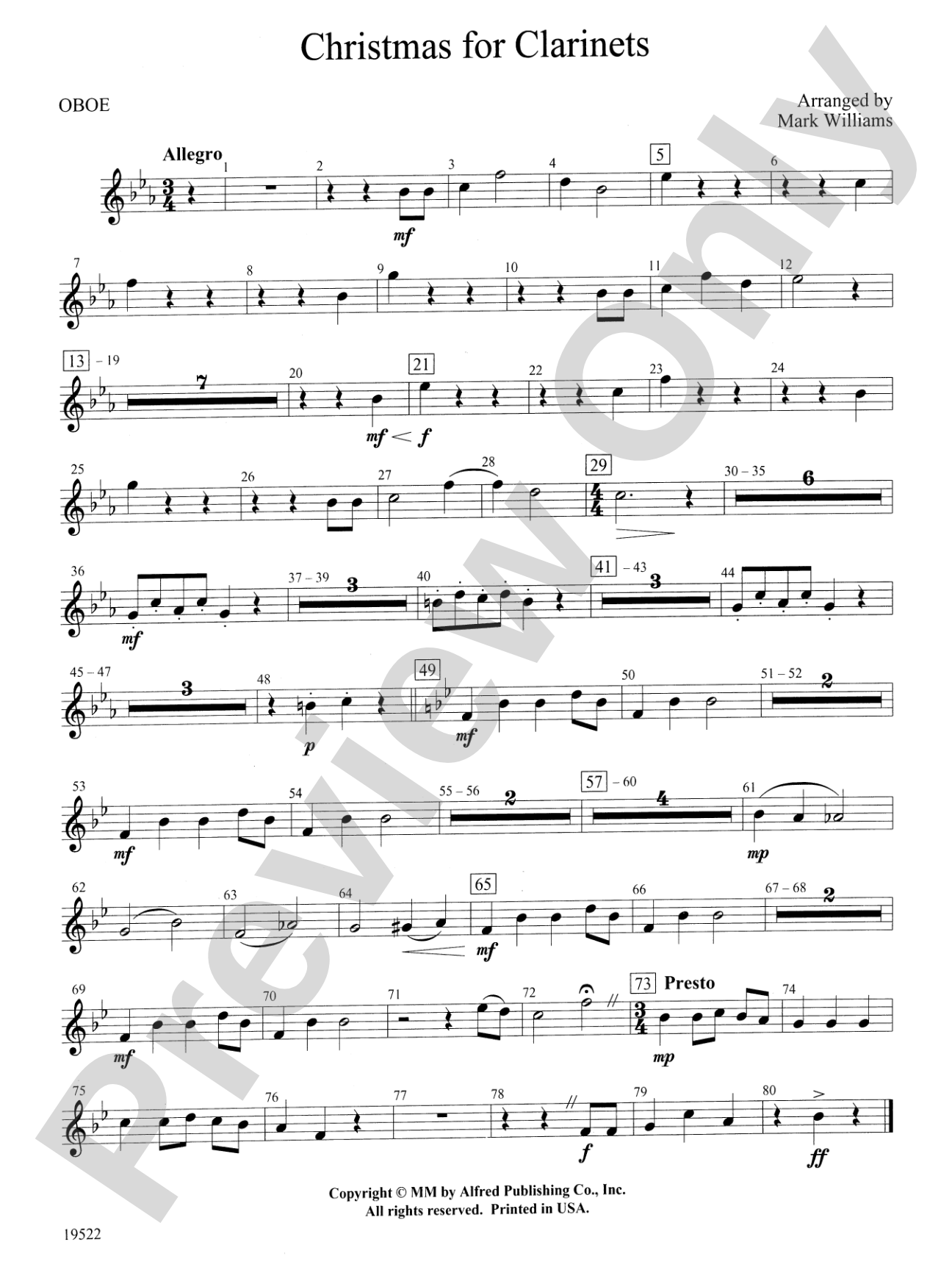 Christmas for Clarinets: Oboe