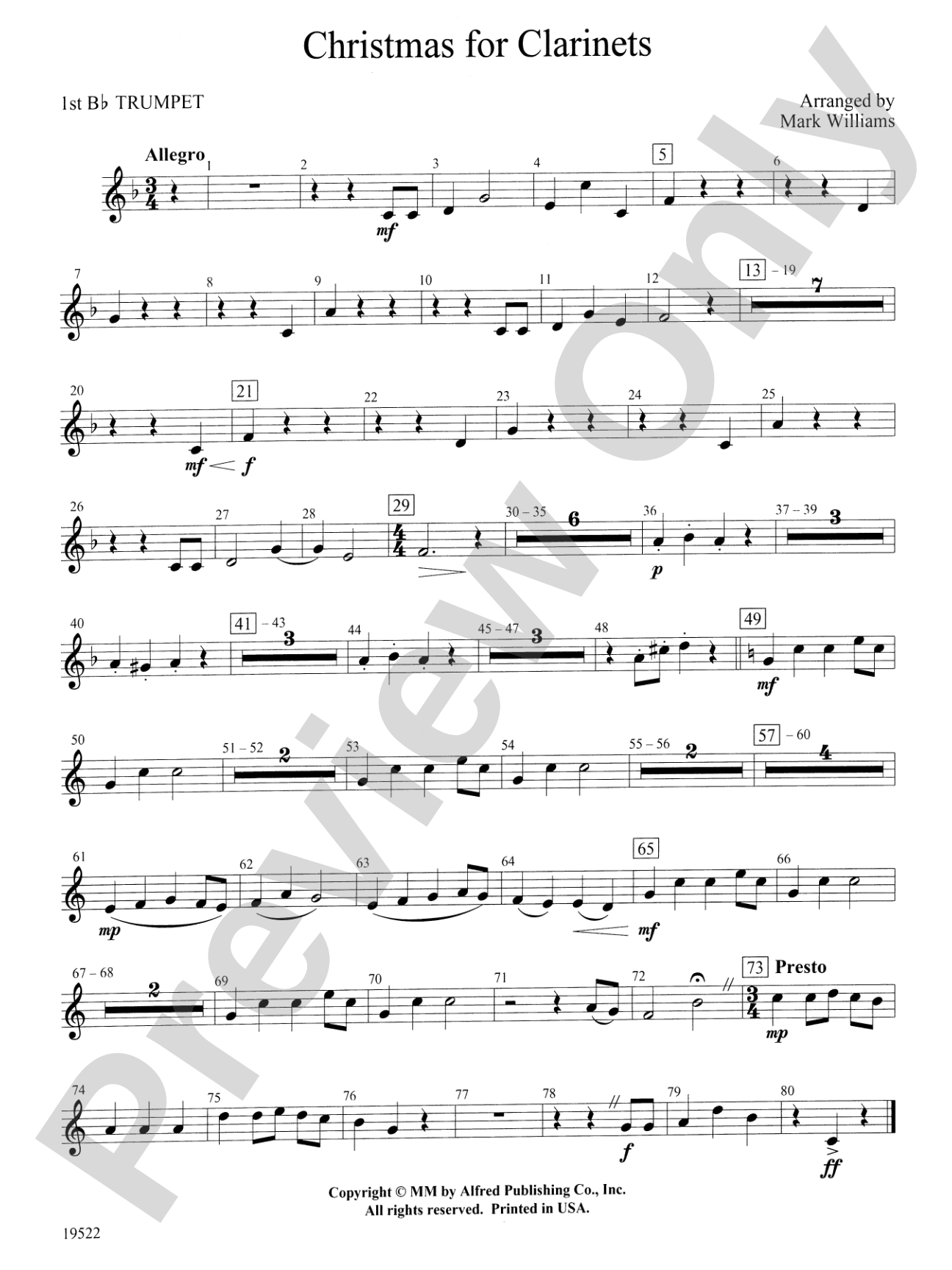 Christmas for Clarinets: 1st B-flat Trumpet