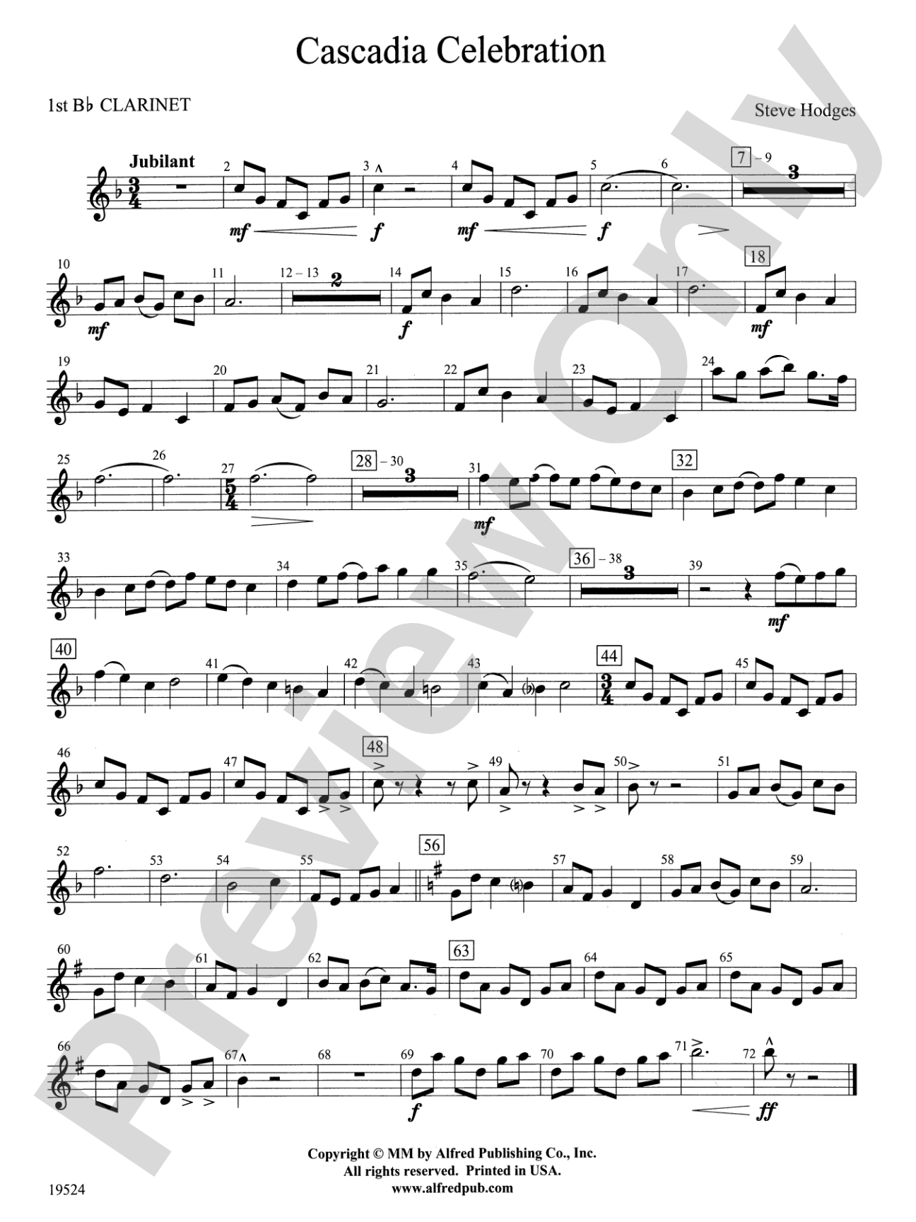 Cascadia Celebration: 1st B-flat Clarinet