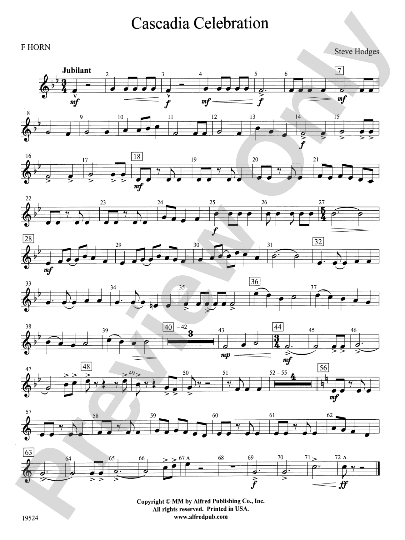 Cascadia Celebration: 1st F Horn