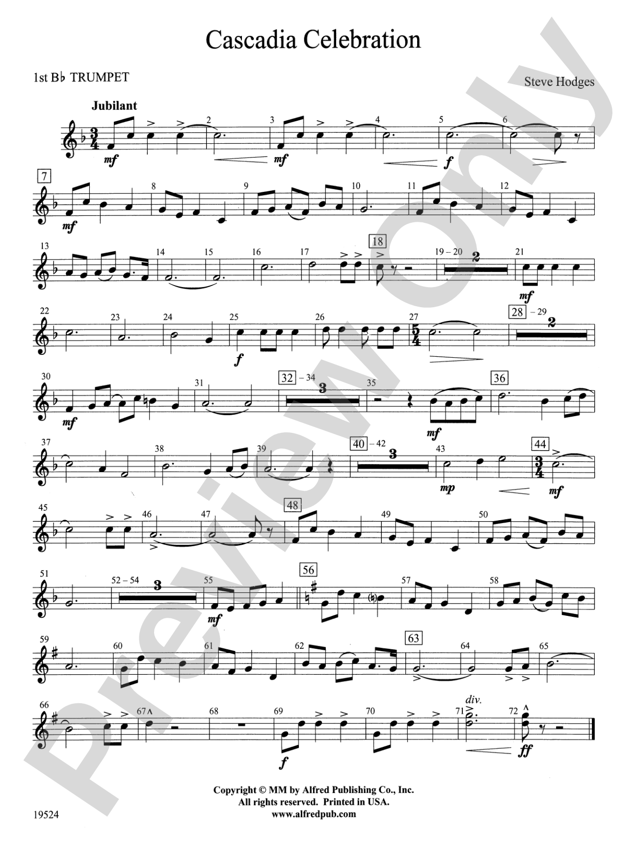 Cascadia Celebration: 1st B-flat Trumpet