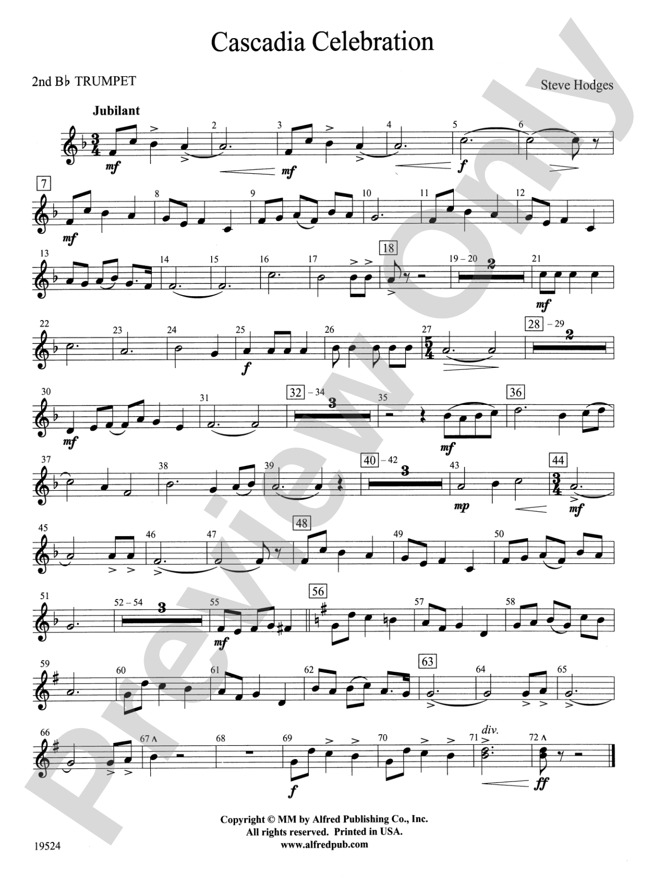 Cascadia Celebration: 2nd B-flat Trumpet