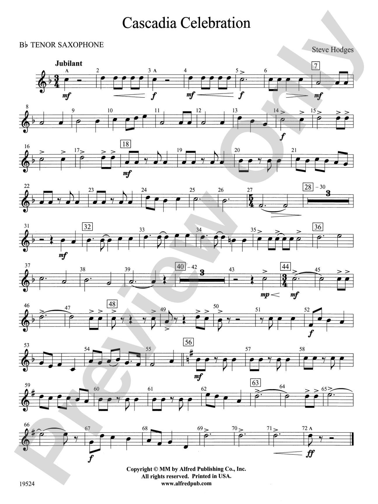 Cascadia Celebration: B-flat Tenor Saxophone