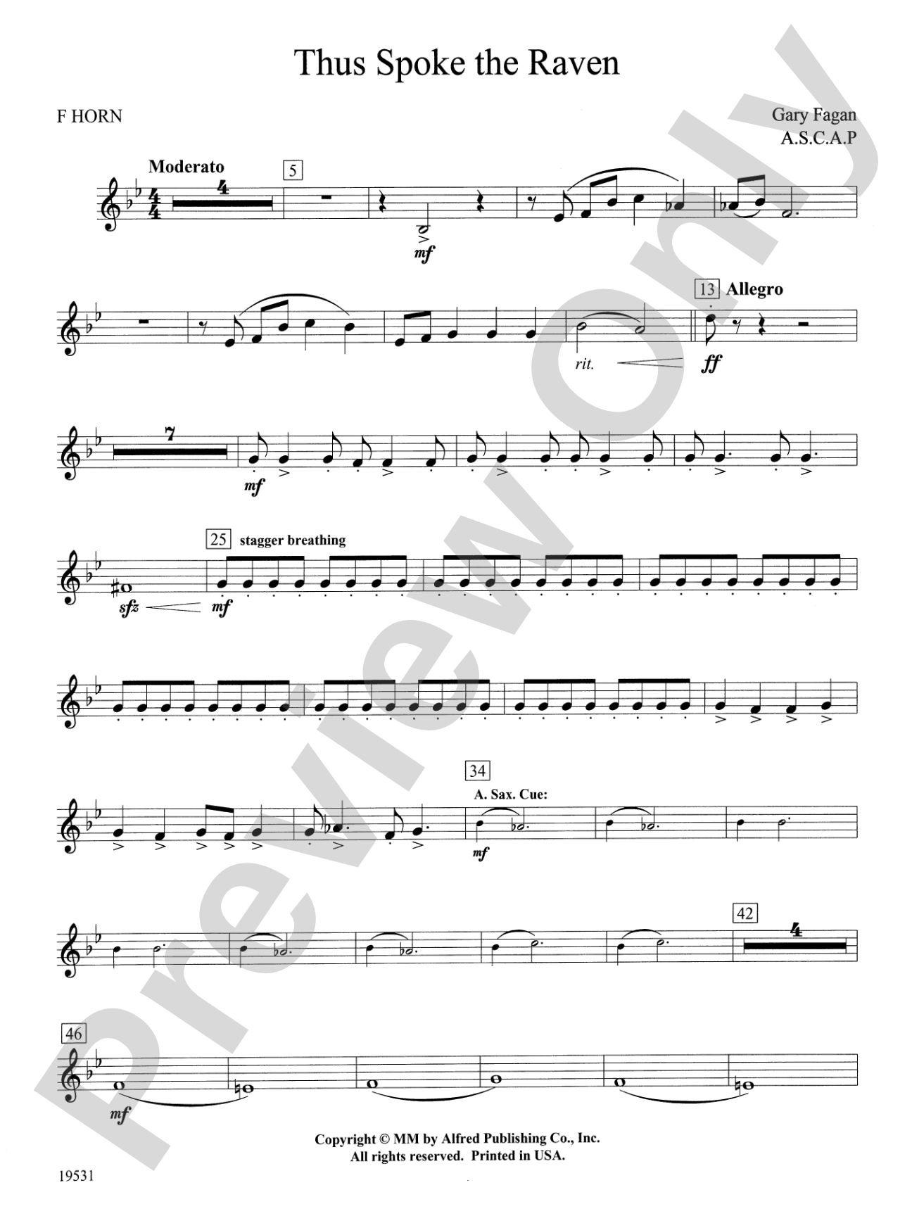 Thus Spoke the Raven: 1st F Horn