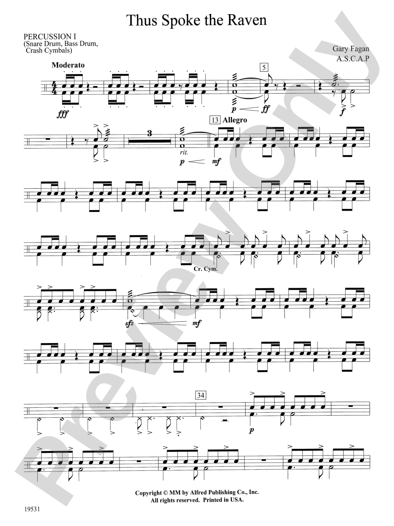 Thus Spoke the Raven: 1st Percussion