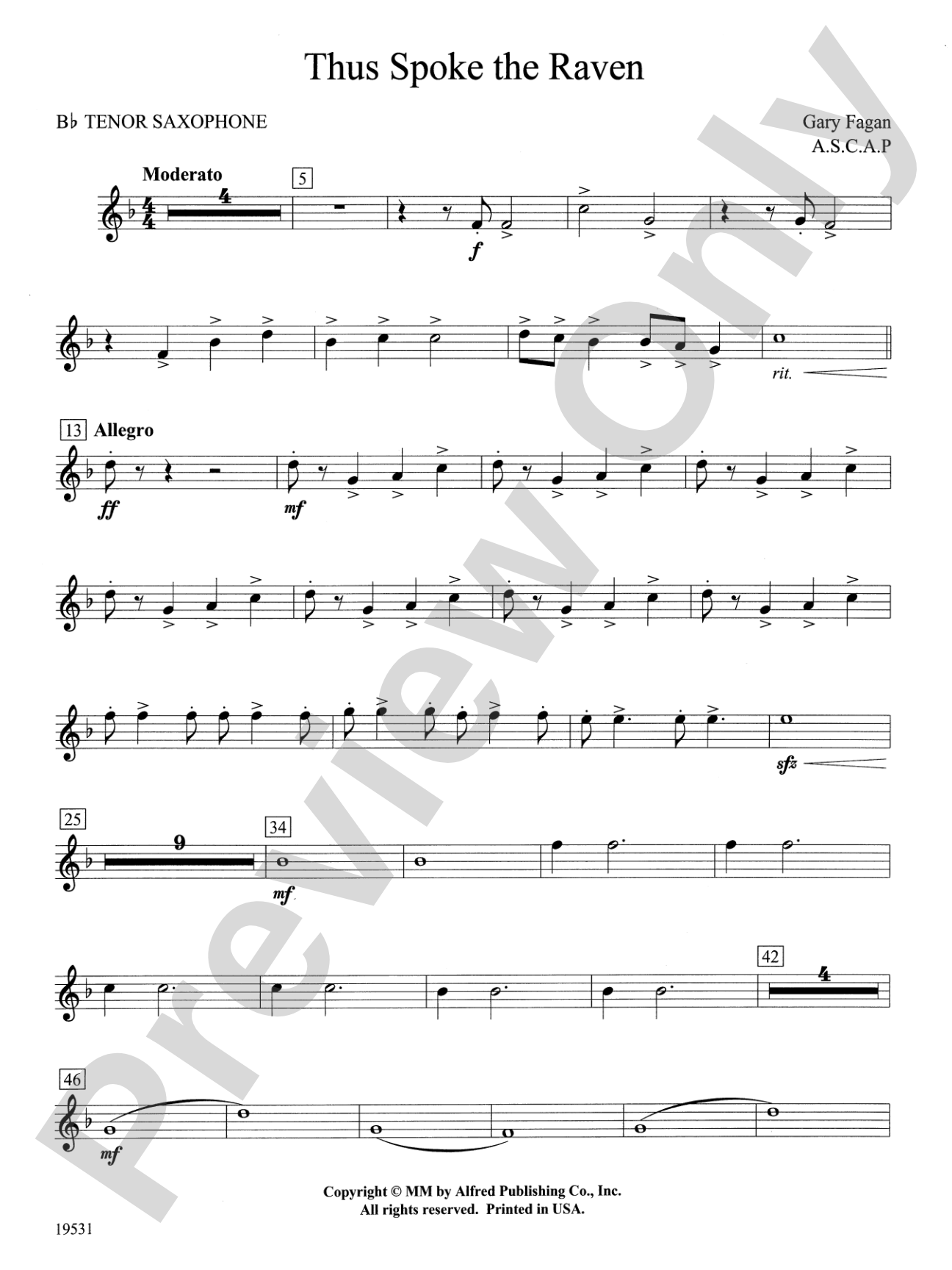 Thus Spoke the Raven: B-flat Tenor Saxophone