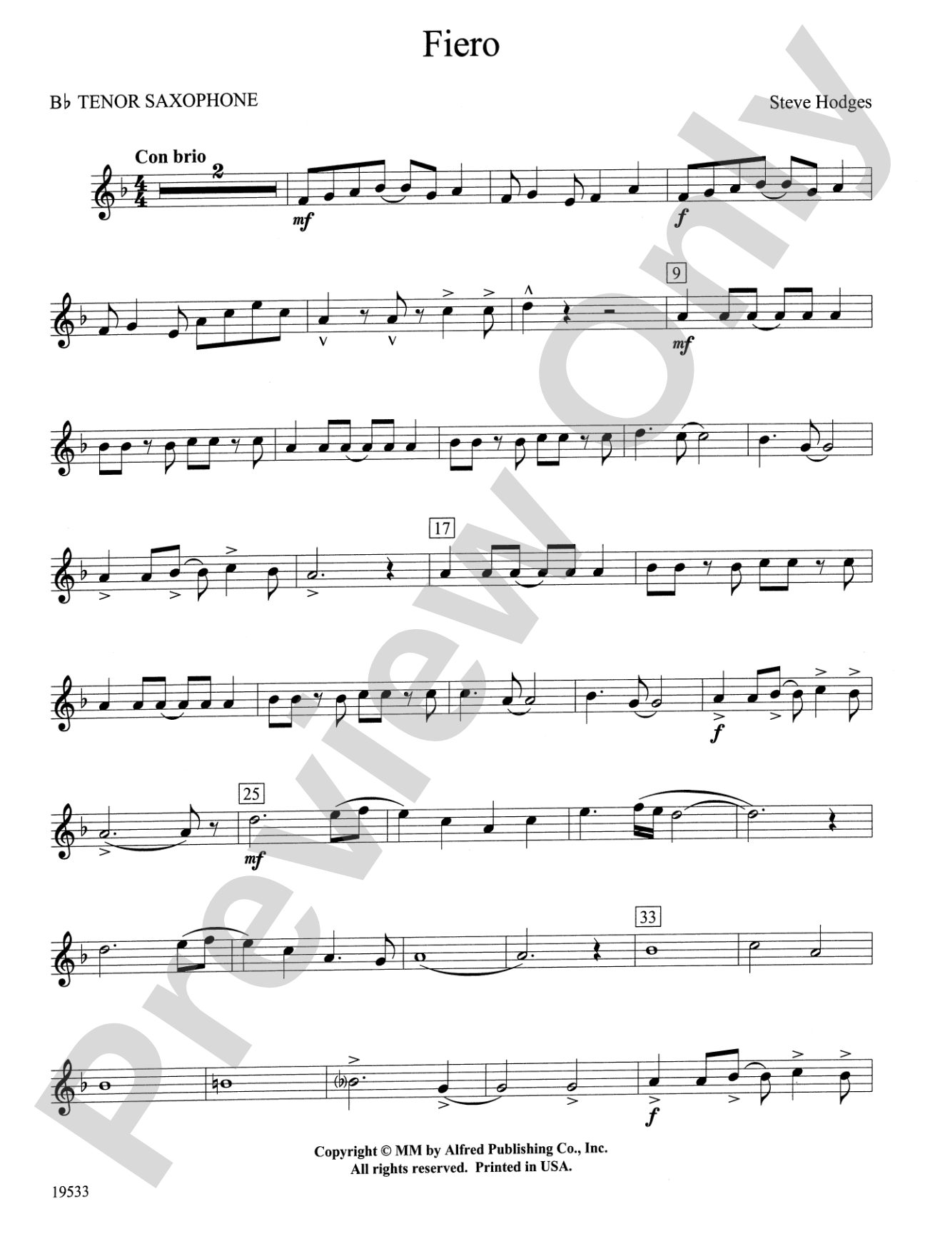 Fiero: B-flat Tenor Saxophone