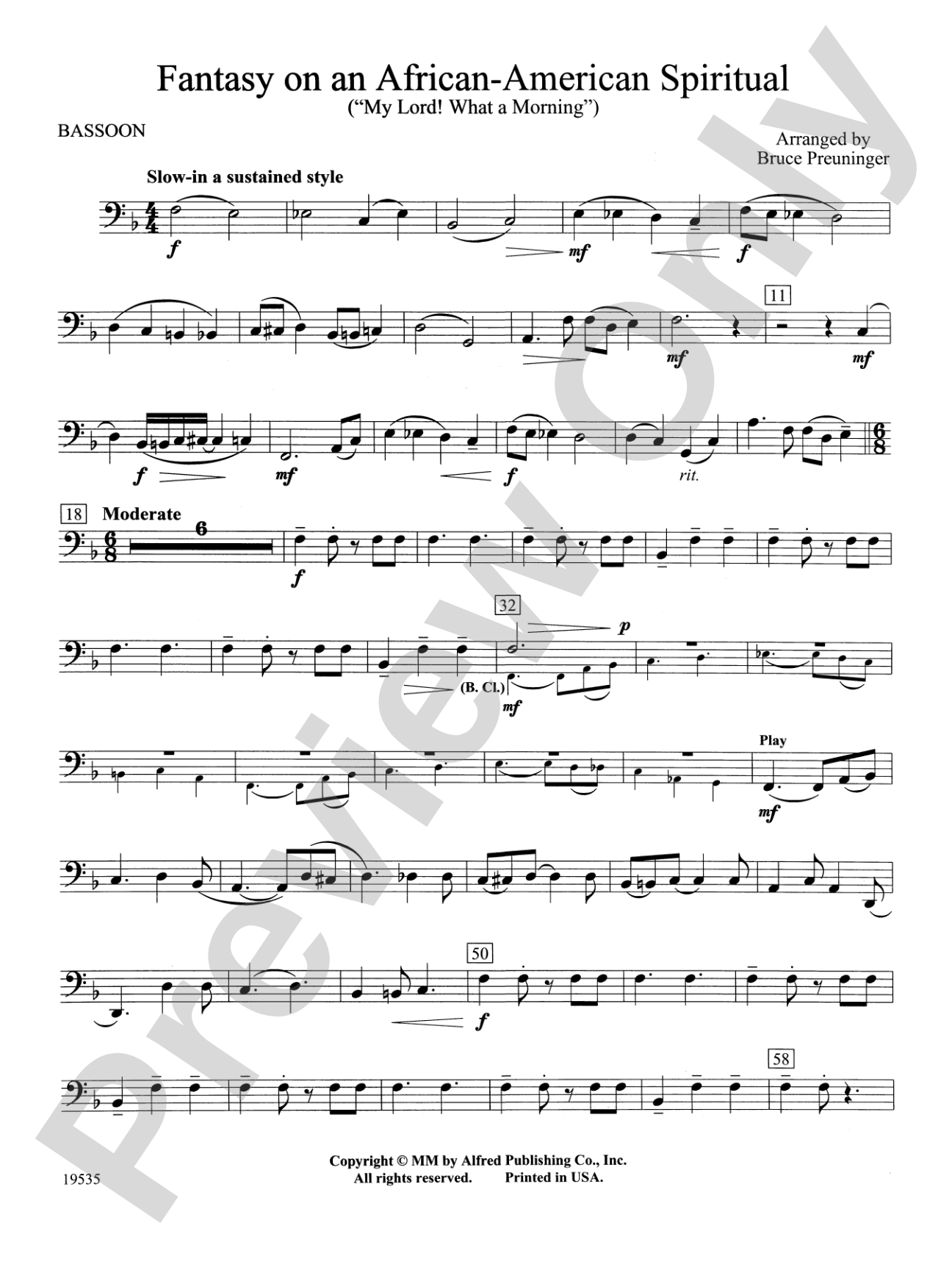 Fantasy on an African-American Spiritual: Bassoon