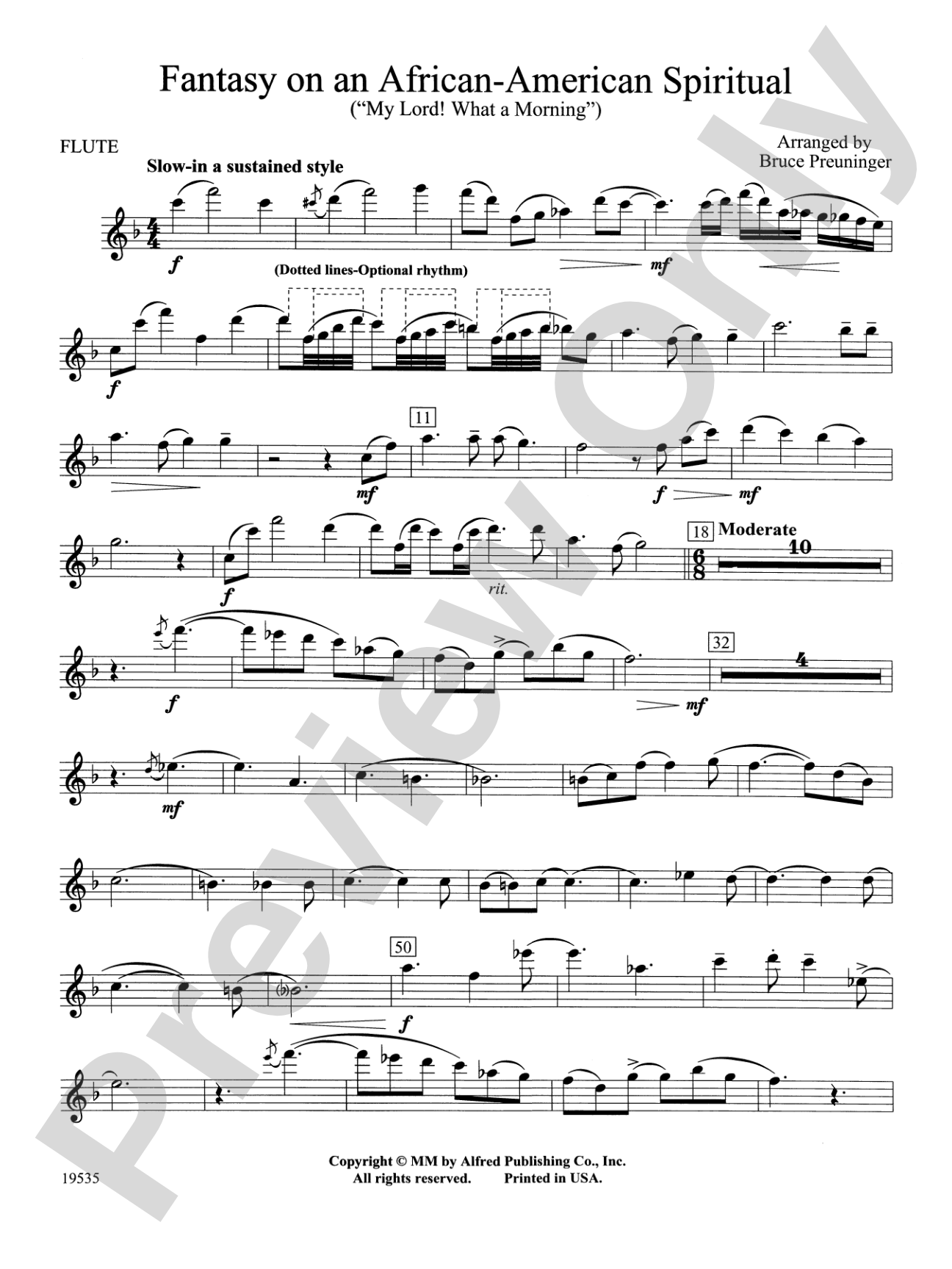 Fantasy on an African-American Spiritual: Flute