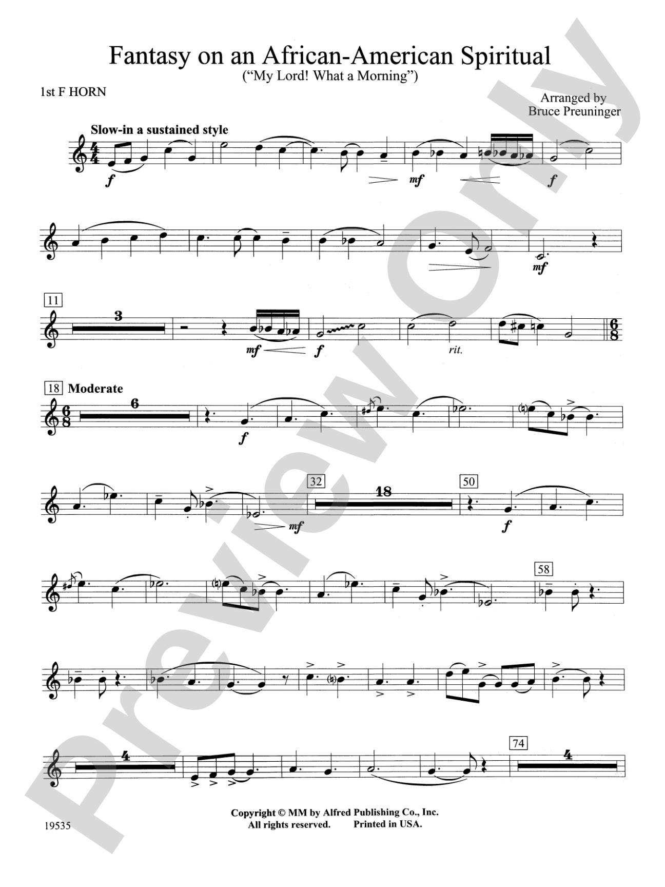 Fantasy on an African-American Spiritual: 1st F Horn