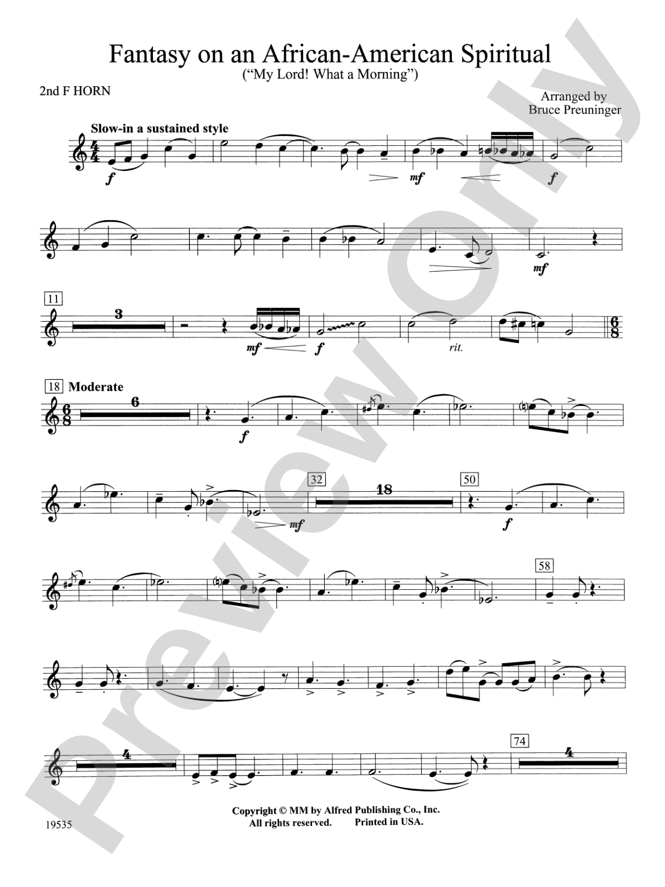 Fantasy on an African-American Spiritual: 2nd F Horn