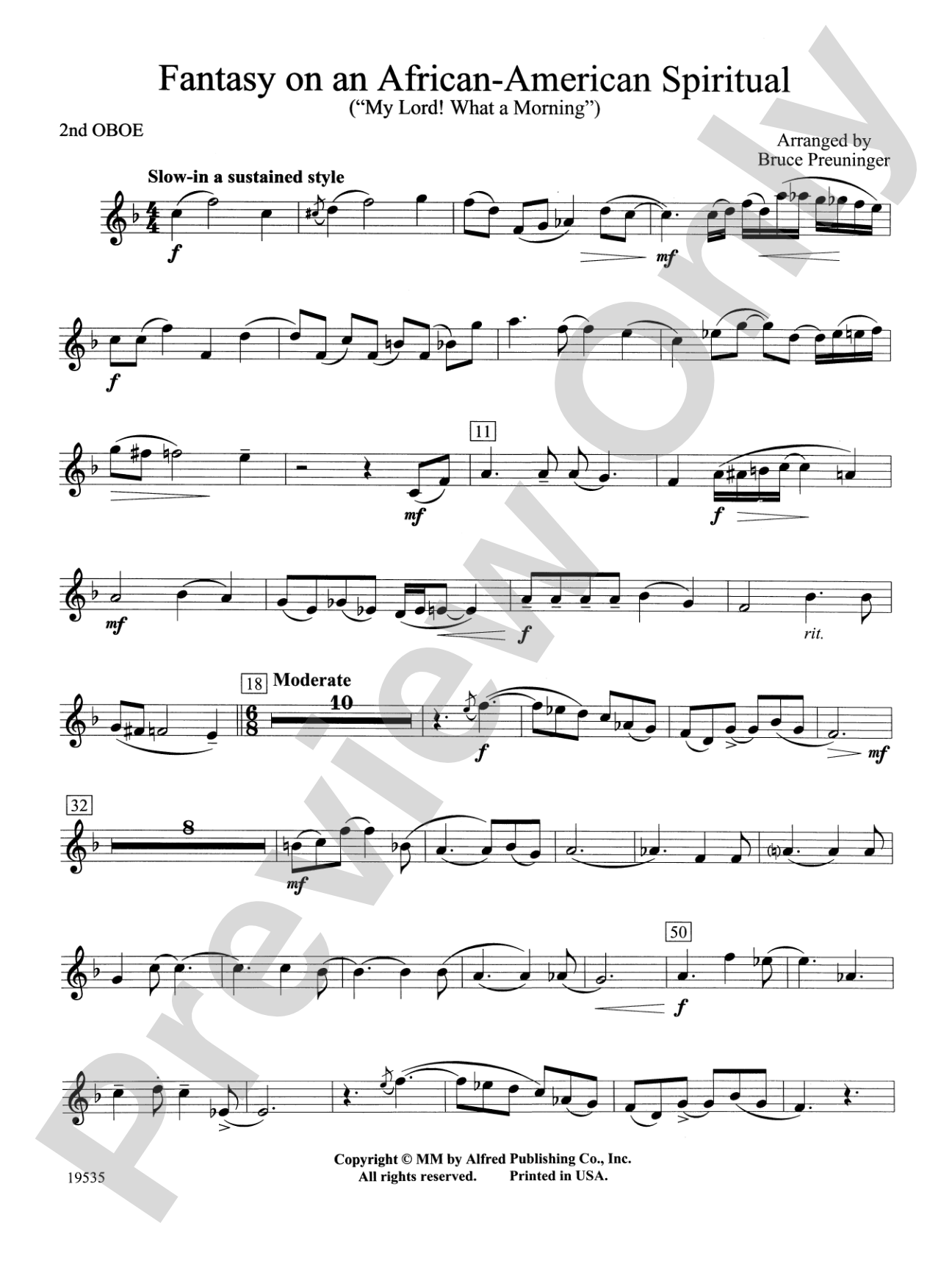 Fantasy on an African-American Spiritual: 2nd Oboe