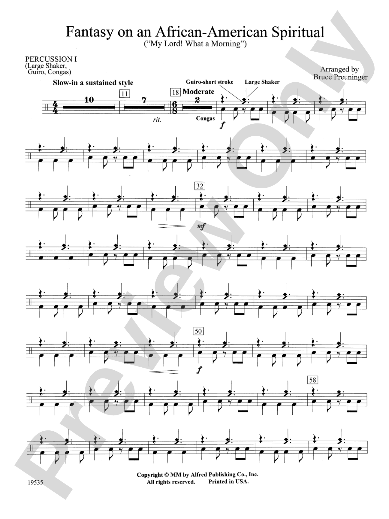 Fantasy on an African-American Spiritual: 1st Percussion