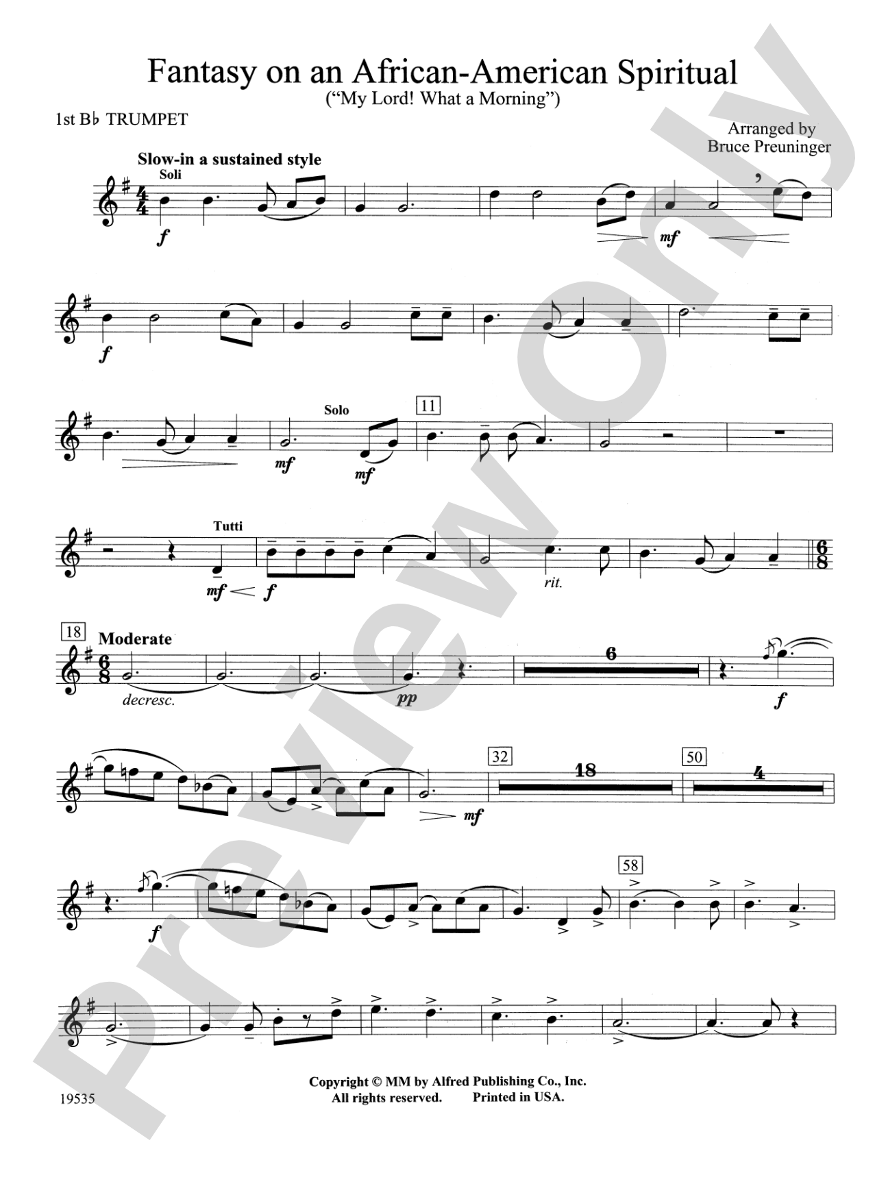 Fantasy on an African-American Spiritual: 1st B-flat Trumpet