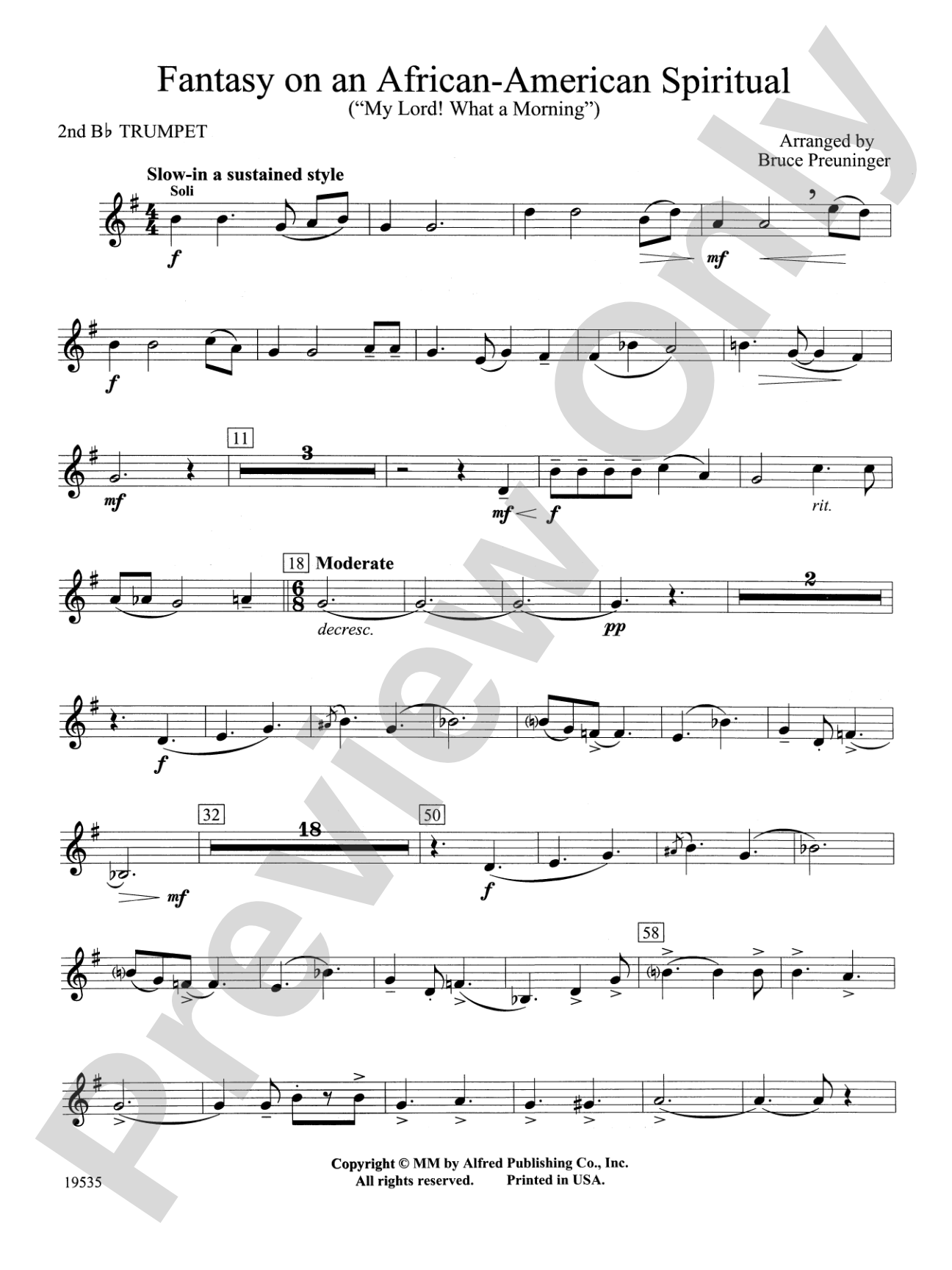 Fantasy on an African-American Spiritual: 2nd B-flat Trumpet