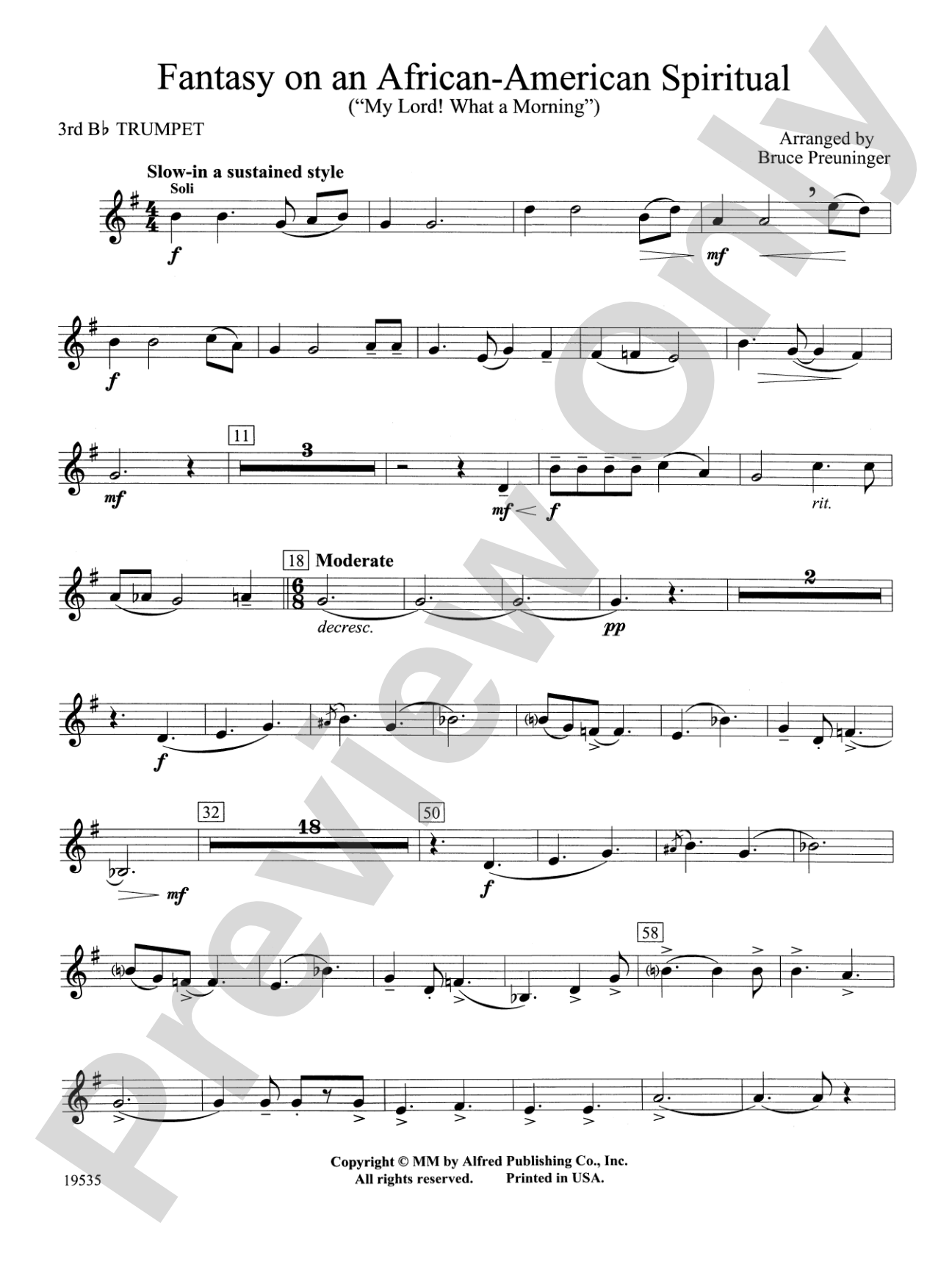 Fantasy on an African-American Spiritual: 3rd B-flat Trumpet