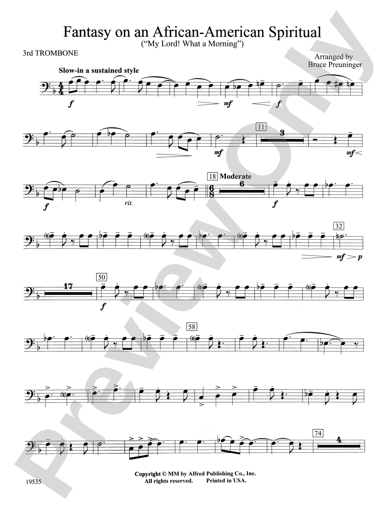 Fantasy on an African-American Spiritual: 3rd Trombone