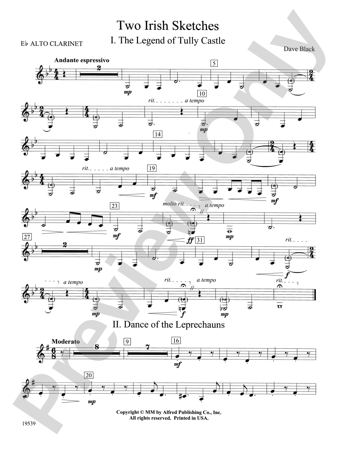 Two Irish Sketches: E-flat Alto Clarinet