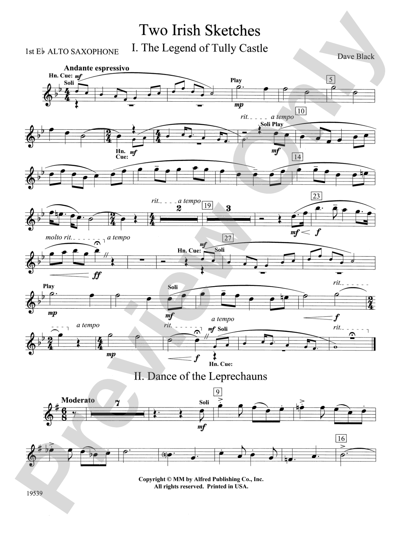 Two Irish Sketches: E-flat Alto Saxophone