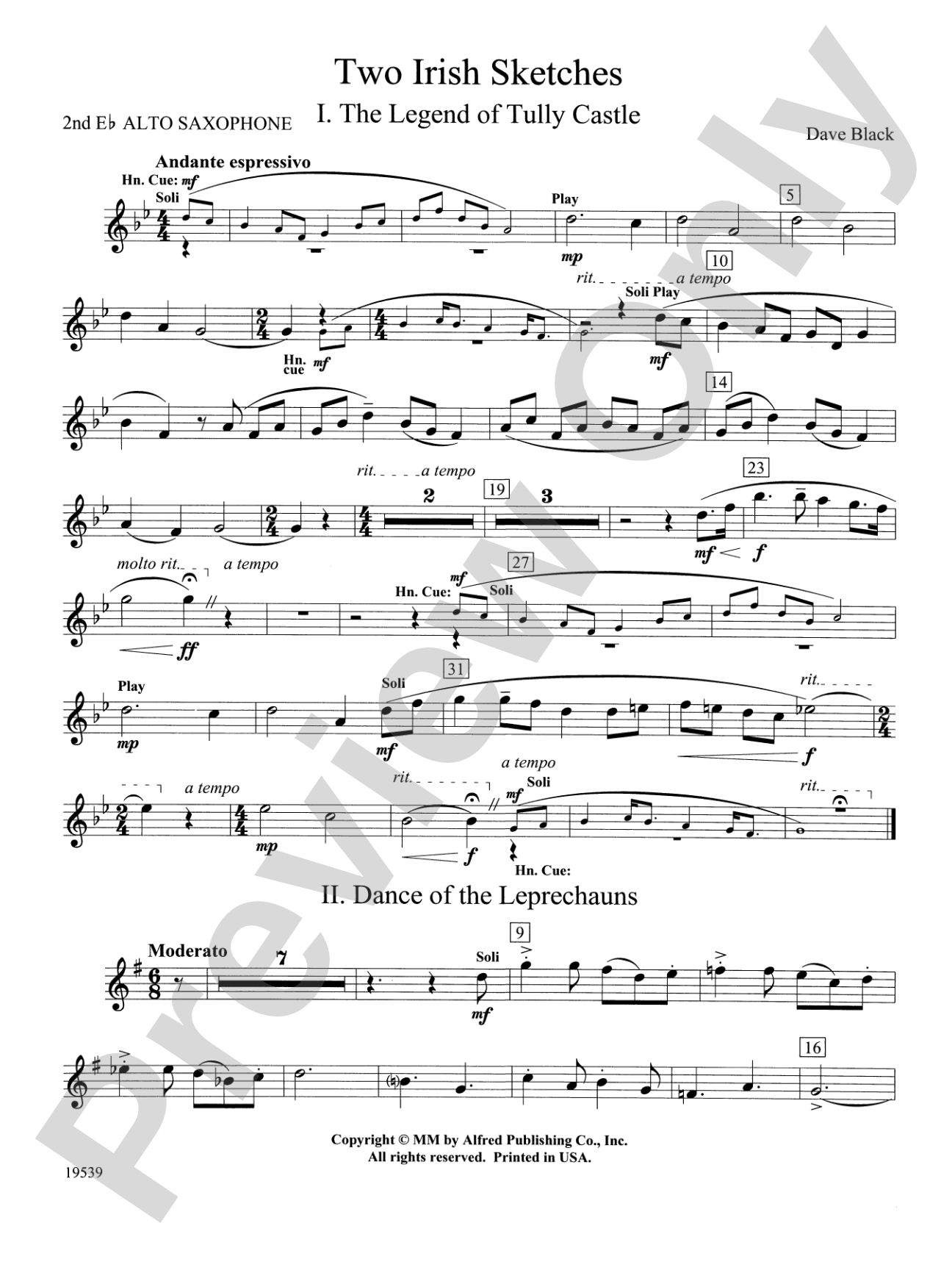 Two Irish Sketches: 2nd E-flat Alto Saxophone