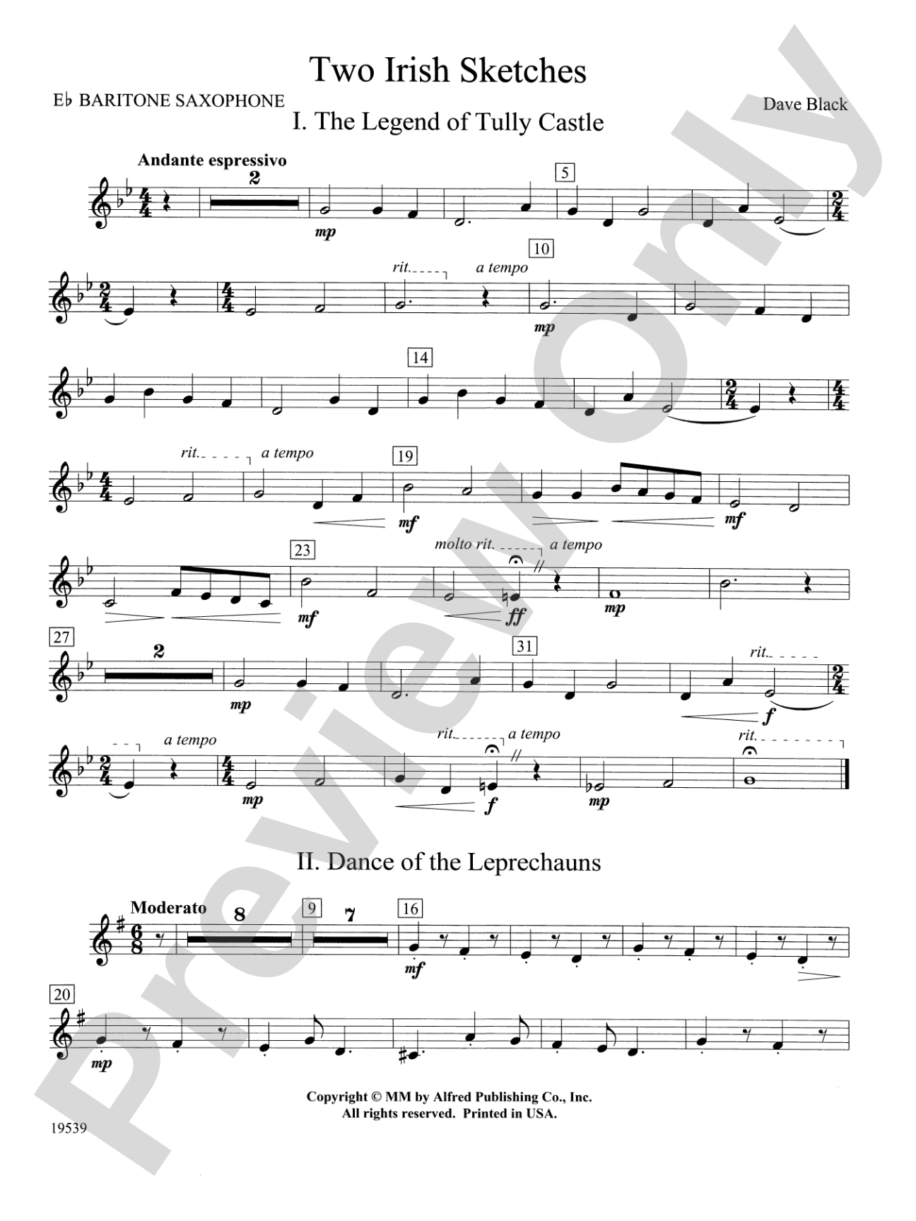Two Irish Sketches: E-flat Baritone Saxophone