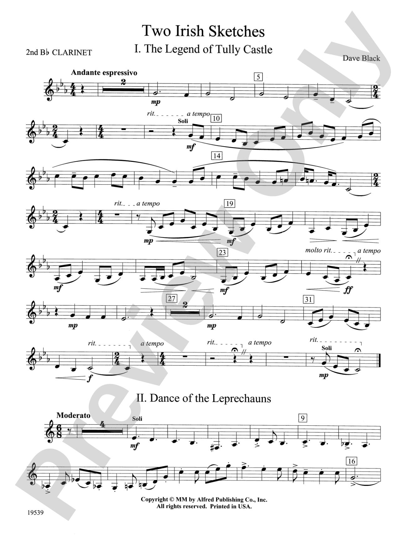 Two Irish Sketches: 2nd B-flat Clarinet