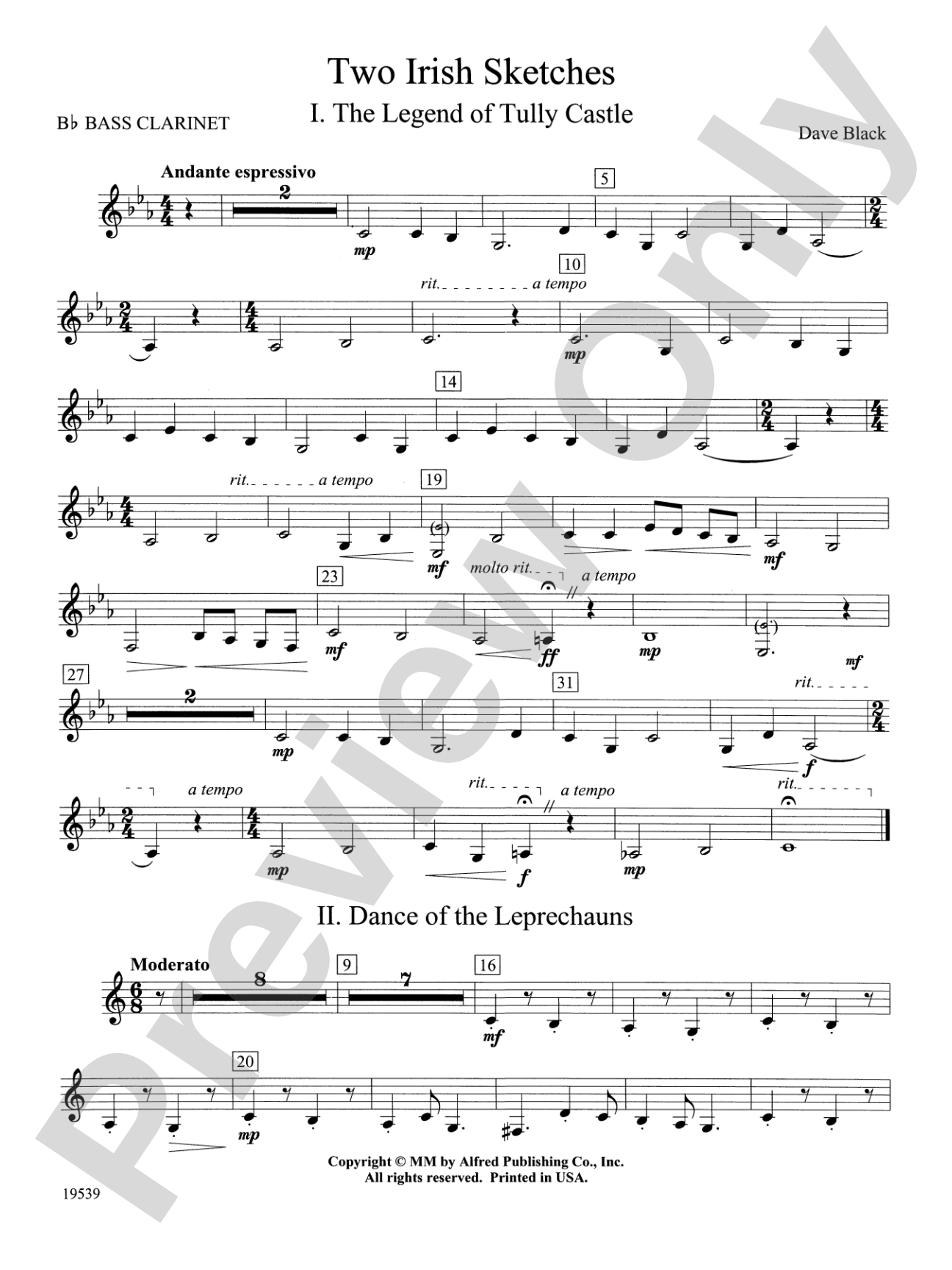 Two Irish Sketches: B-flat Bass Clarinet