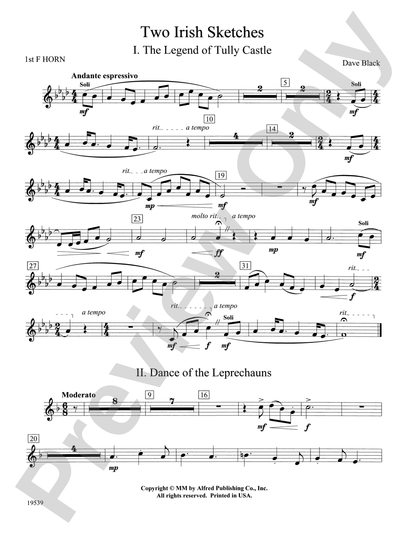 Two Irish Sketches: 1st F Horn