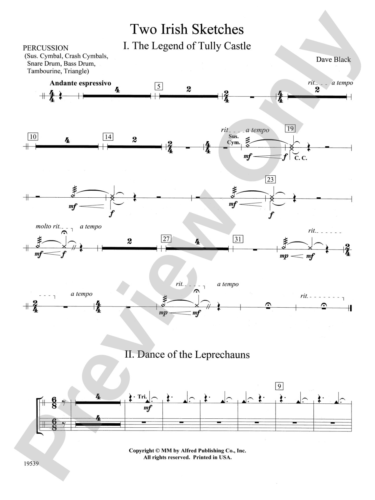 Two Irish Sketches: 1st Percussion