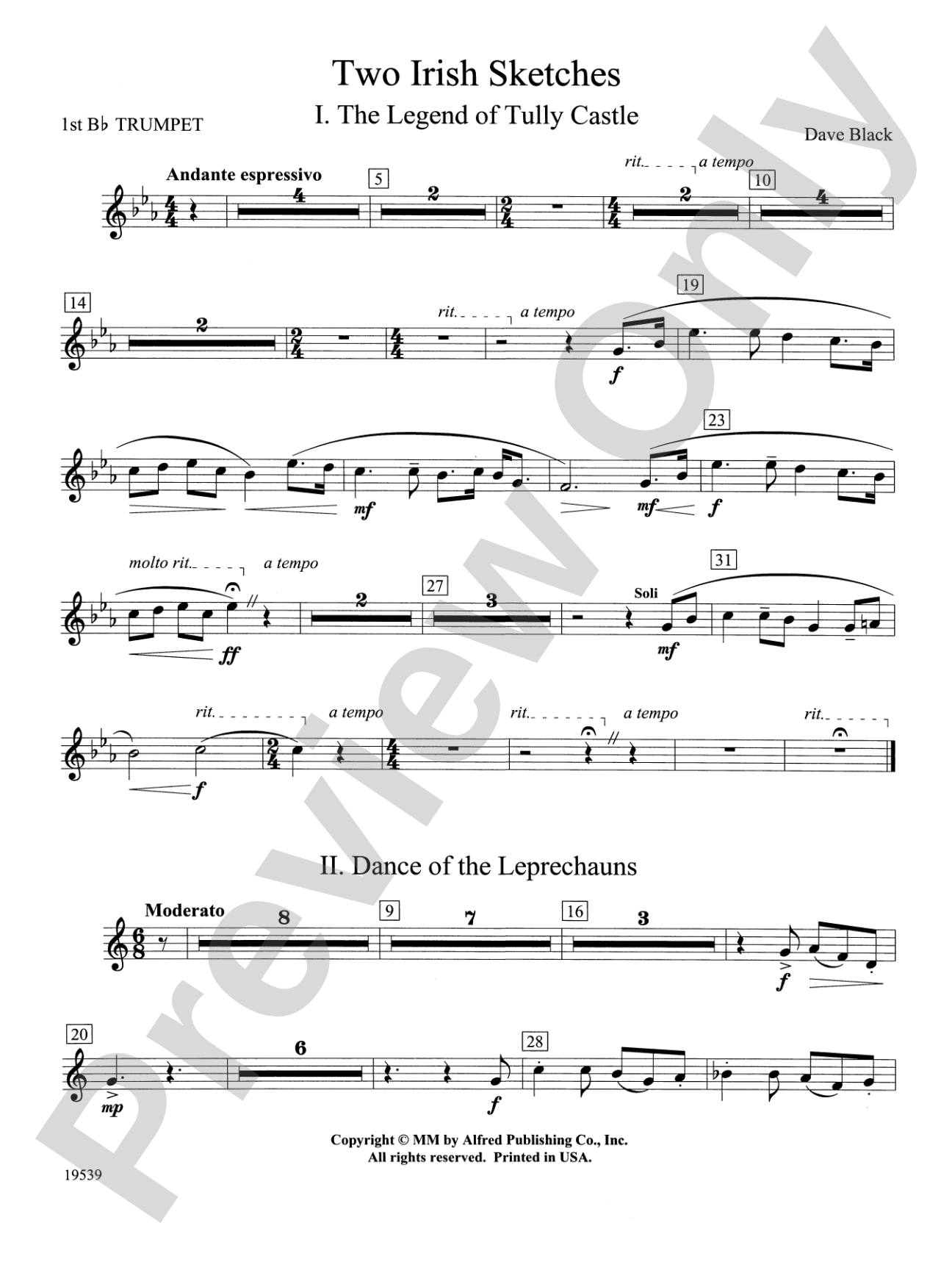 Two Irish Sketches: 1st B-flat Trumpet
