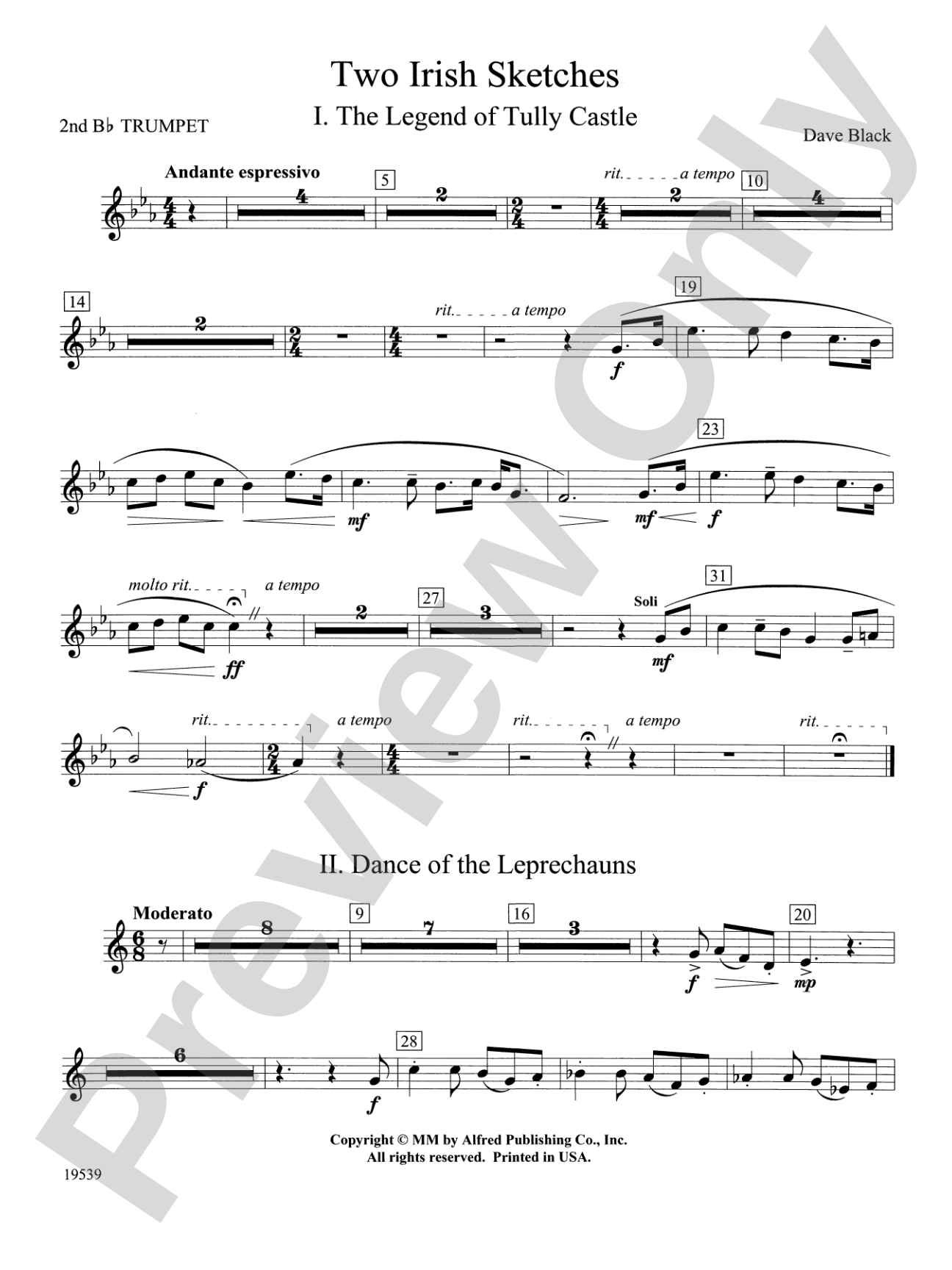 Two Irish Sketches: 2nd B-flat Trumpet