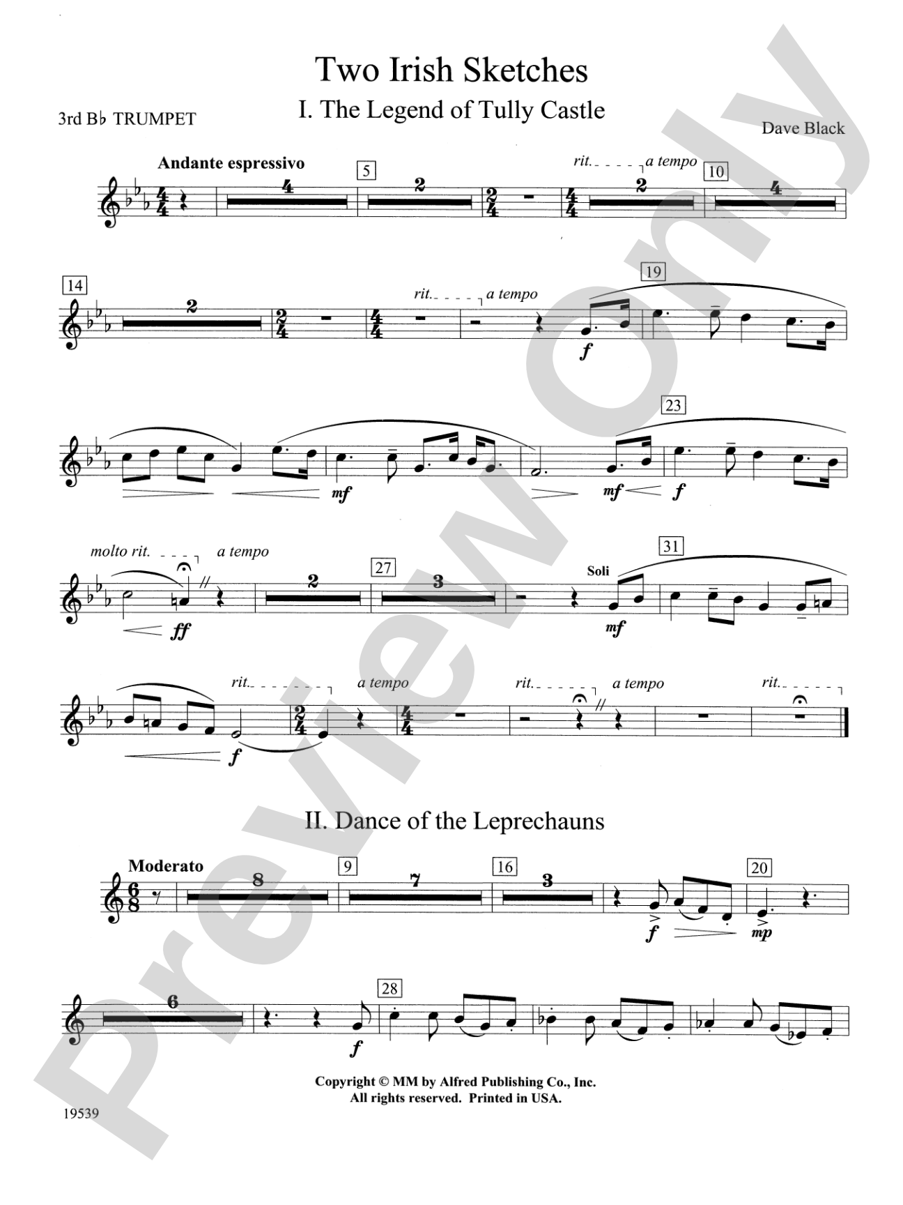 Two Irish Sketches: 3rd B-flat Trumpet